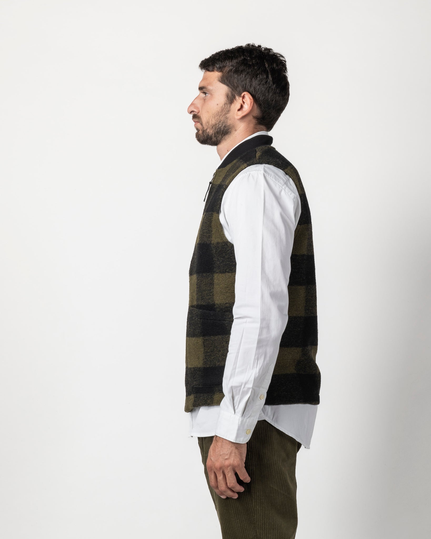 GILET MISTO LANA CHECK