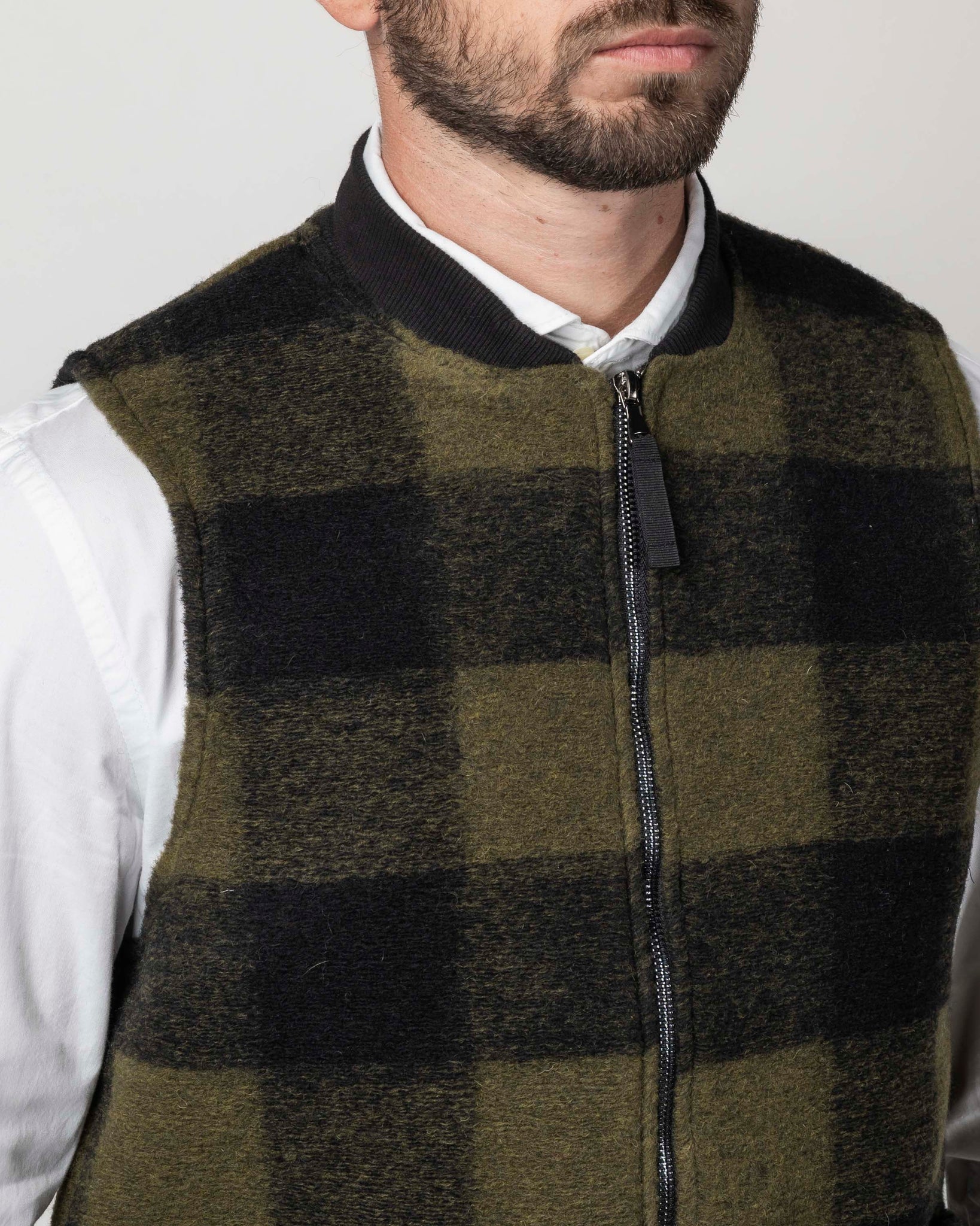 GILET MISTO LANA CHECK
