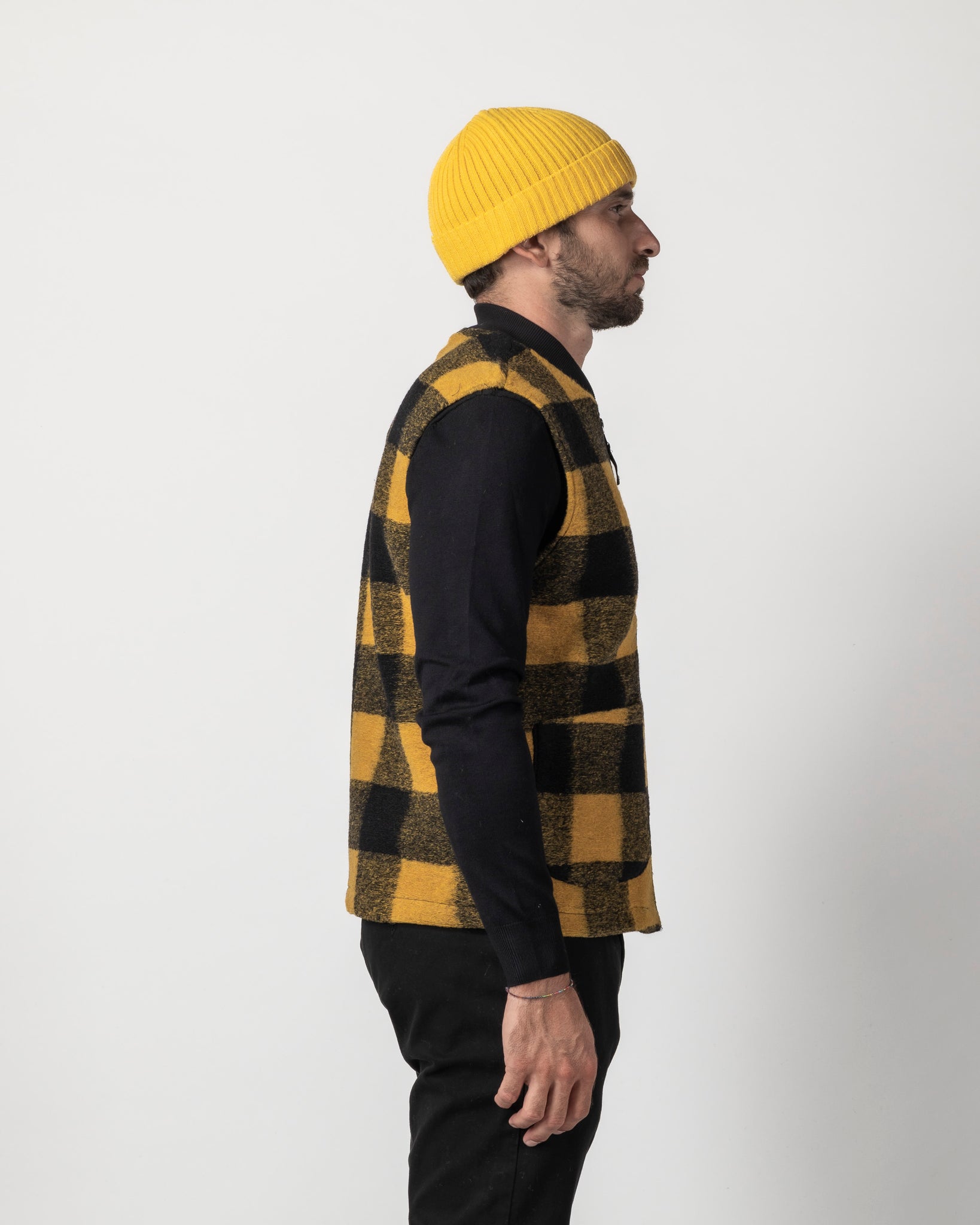 GILET MISTO LANA CHECK