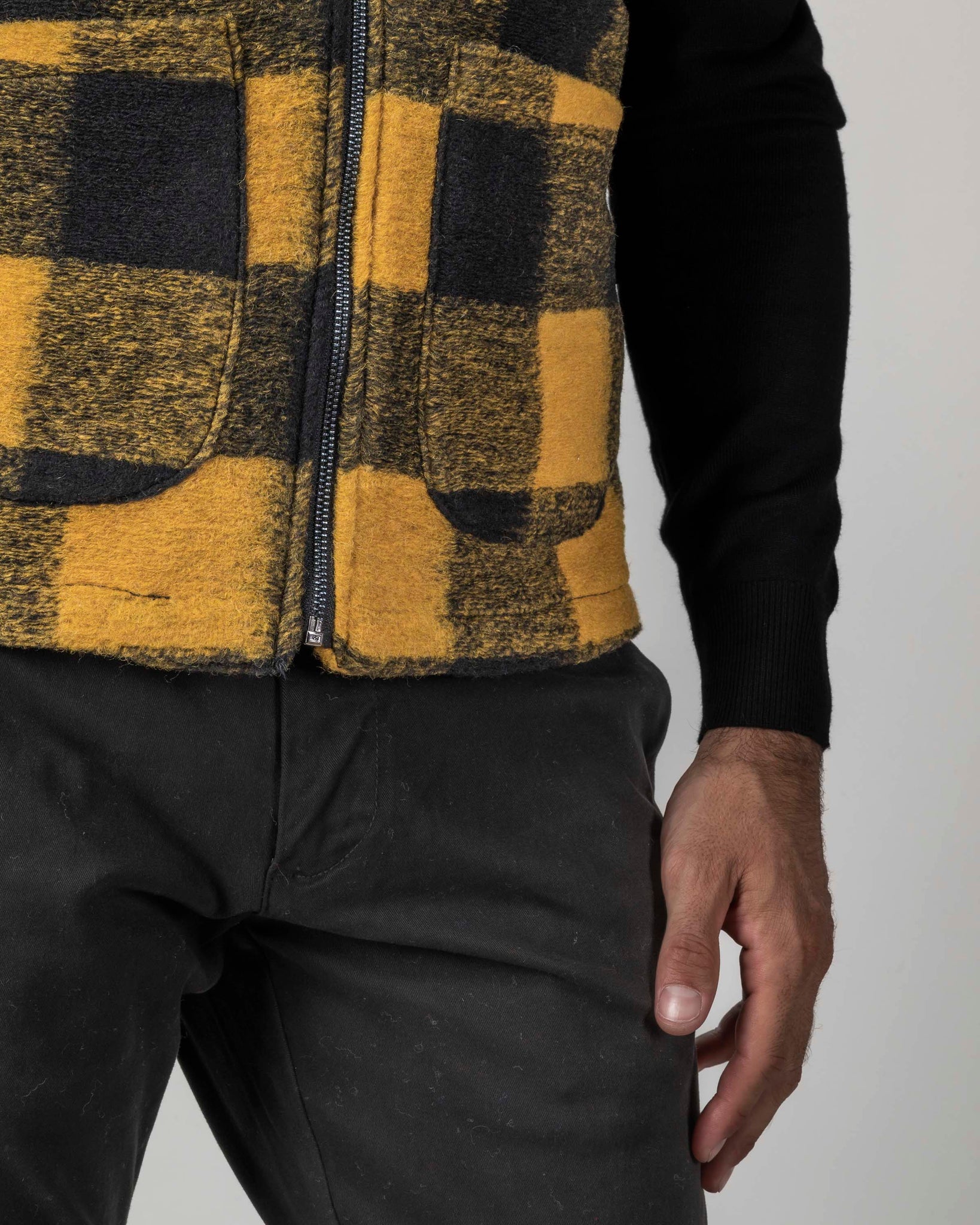 GILET MISTO LANA CHECK