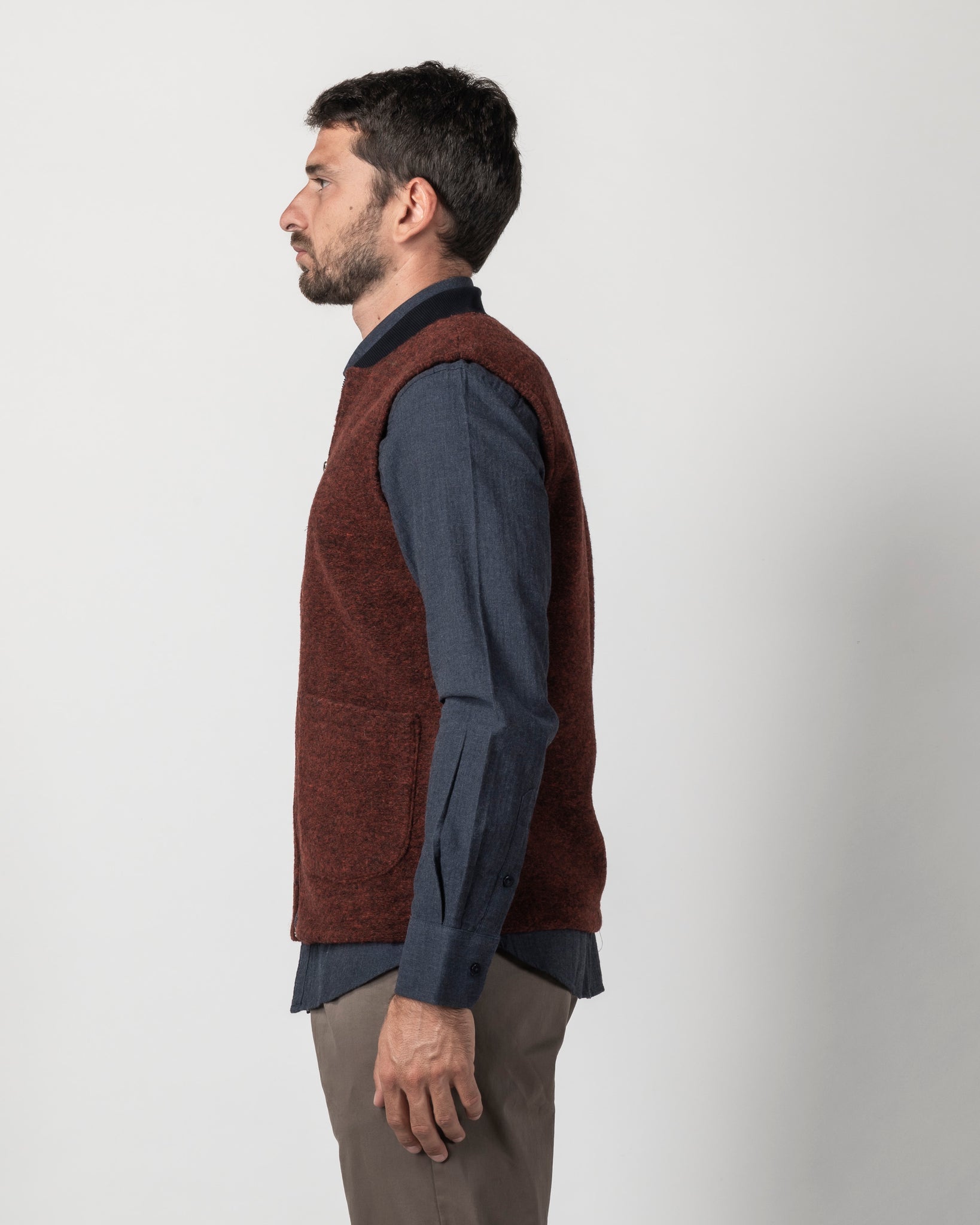 GILET MISTO LANA CON TASCONI