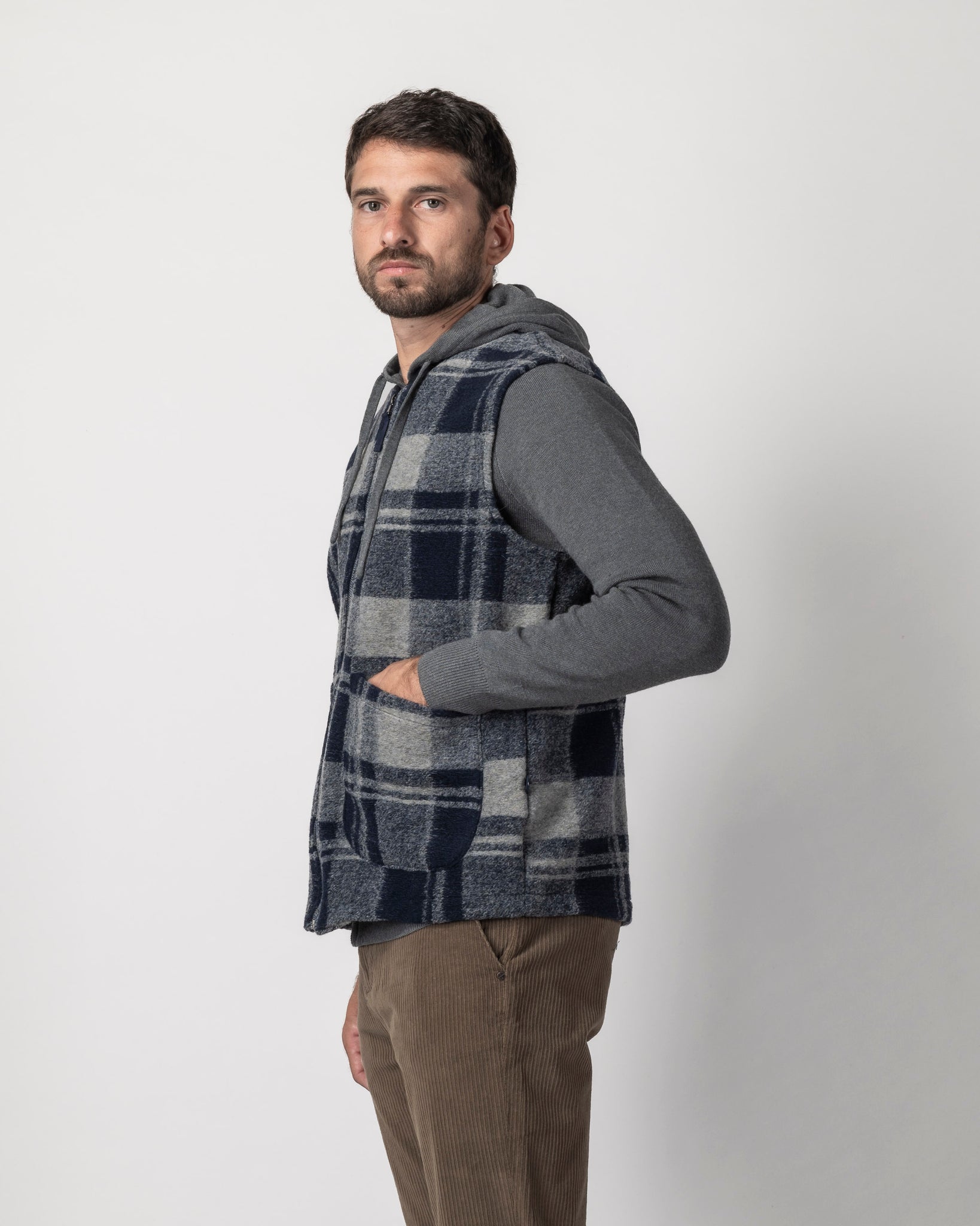 GILET MISTO LANA CON TASCONI