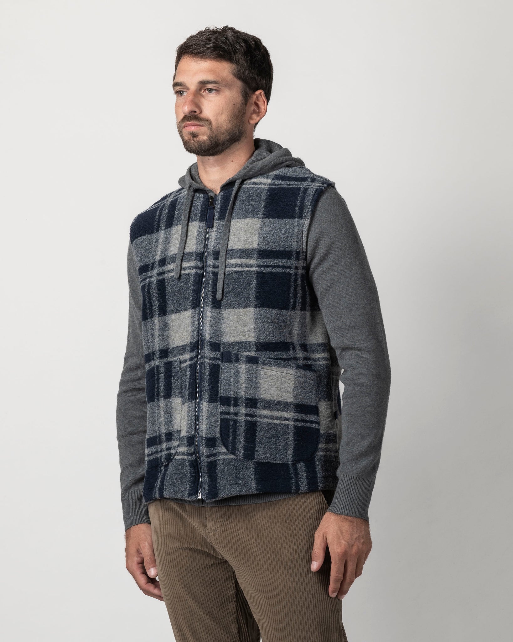 GILET MISTO LANA CON TASCONI