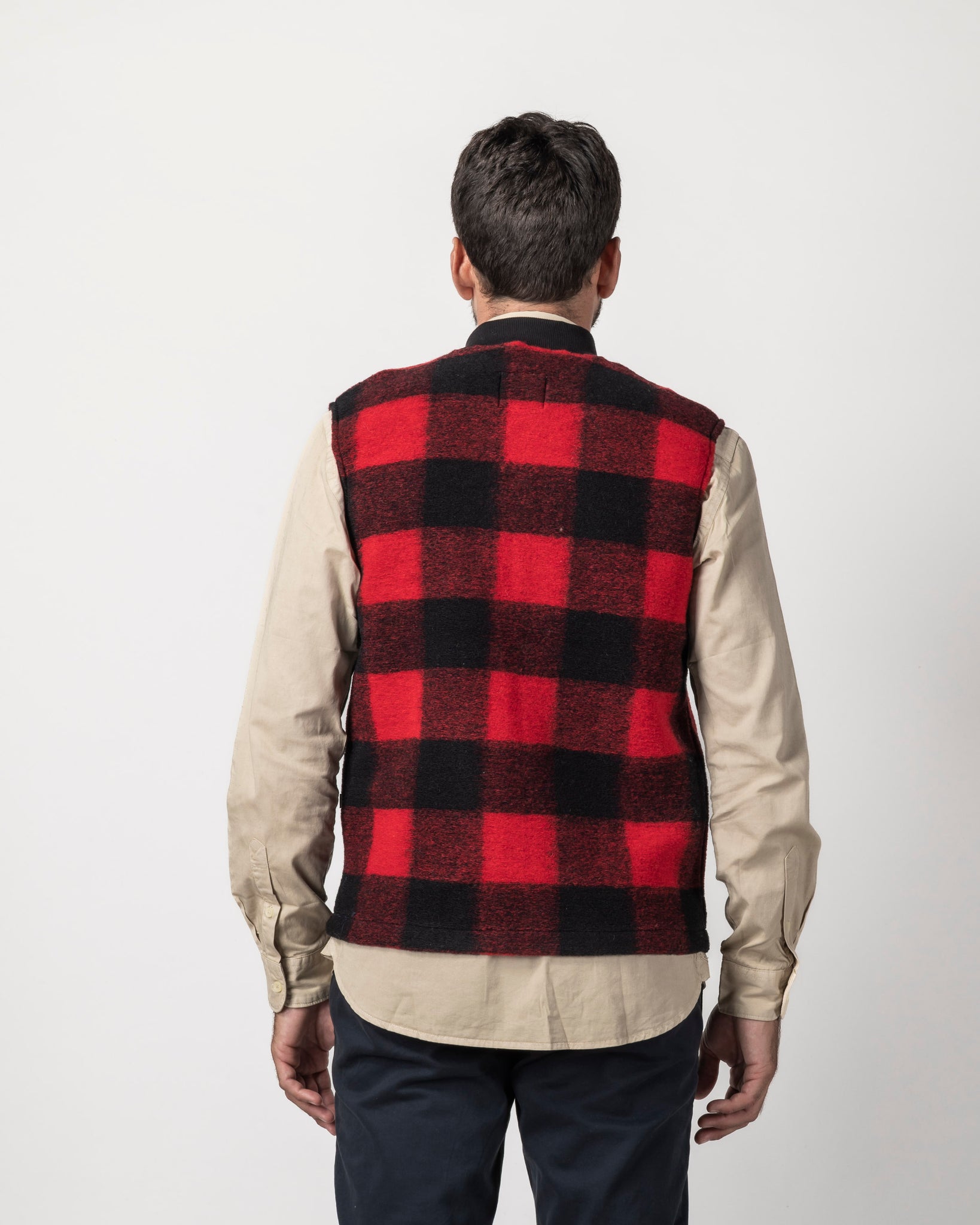 GILET MISTO LANA CHECK