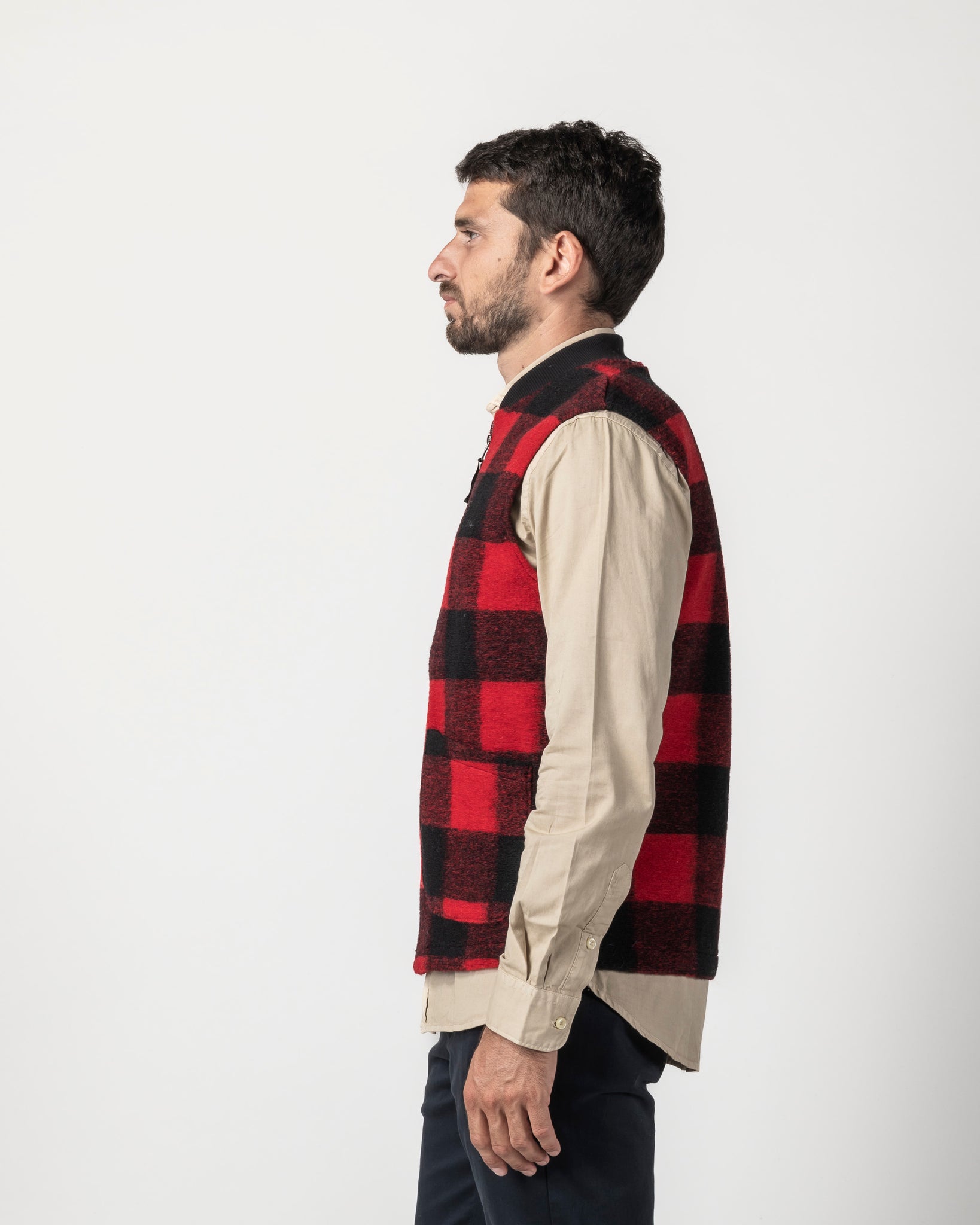 GILET MISTO LANA CHECK