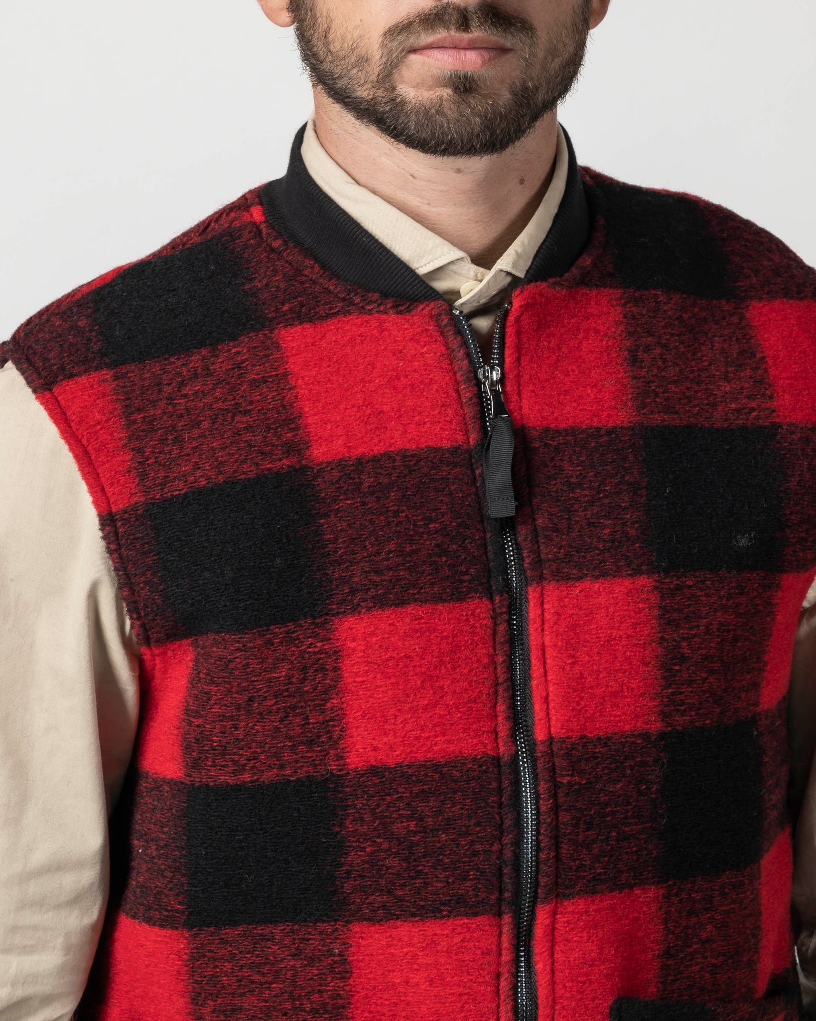 GILET MISTO LANA CHECK