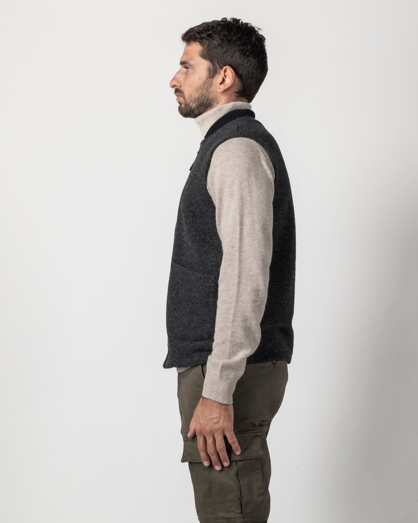 GILET MISTO LANA CON TASCONI