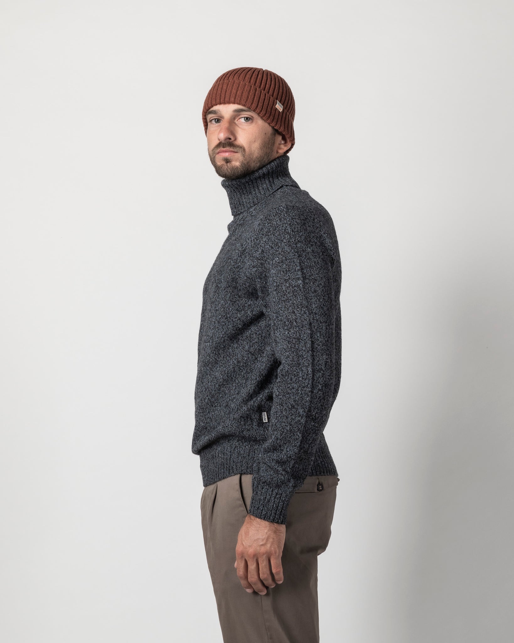 PULLOVER COLLO ALTO IN MOULINE'