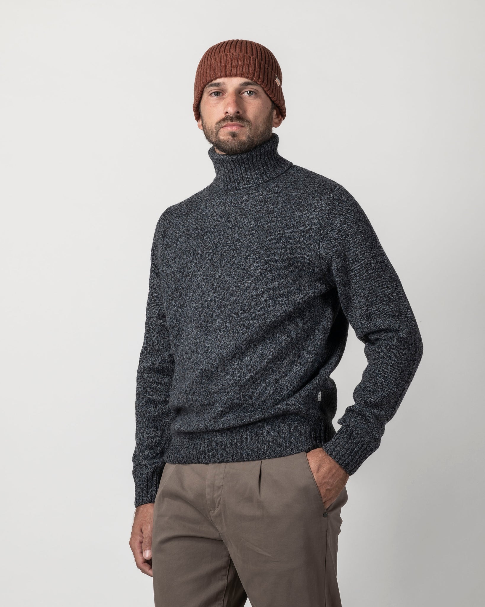 PULLOVER COLLO ALTO IN MOULINE'