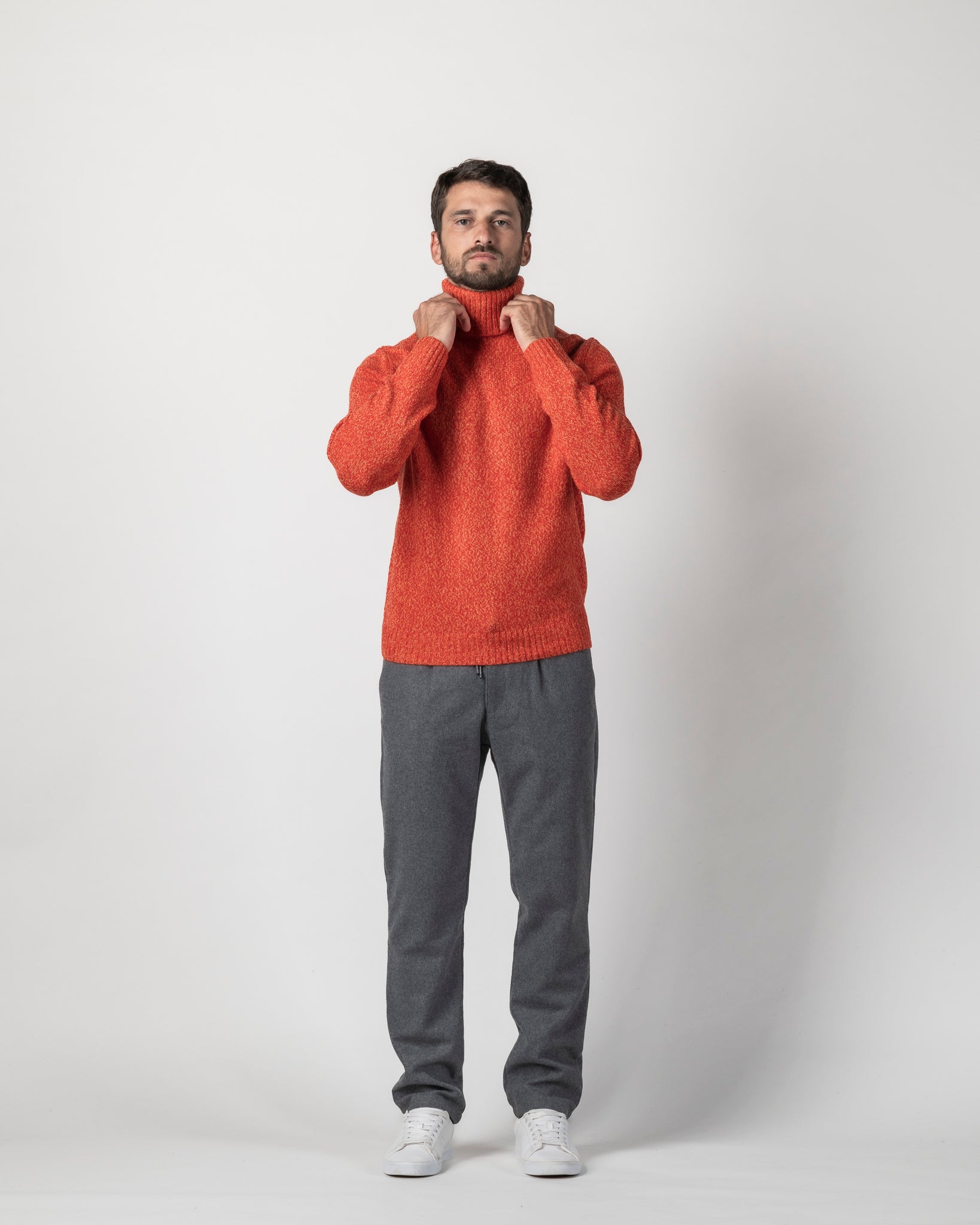 PULLOVER COLLO ALTO IN MOULINE'