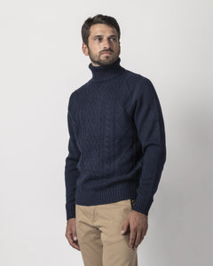 PULLOVER COLLO ALTO FRONTE CON TRECCE