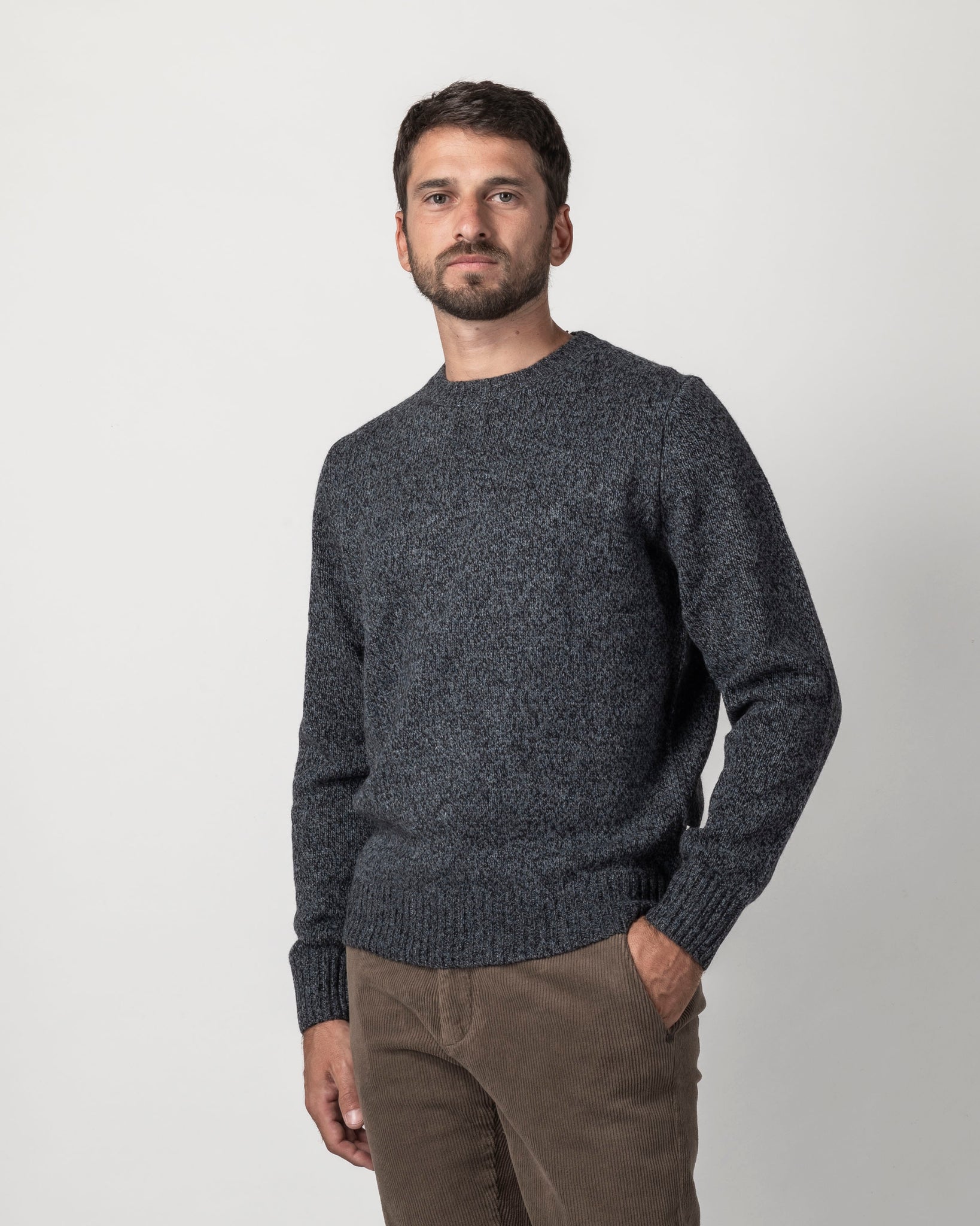 PULLOVER GIROCOLLO IN MOULINE'