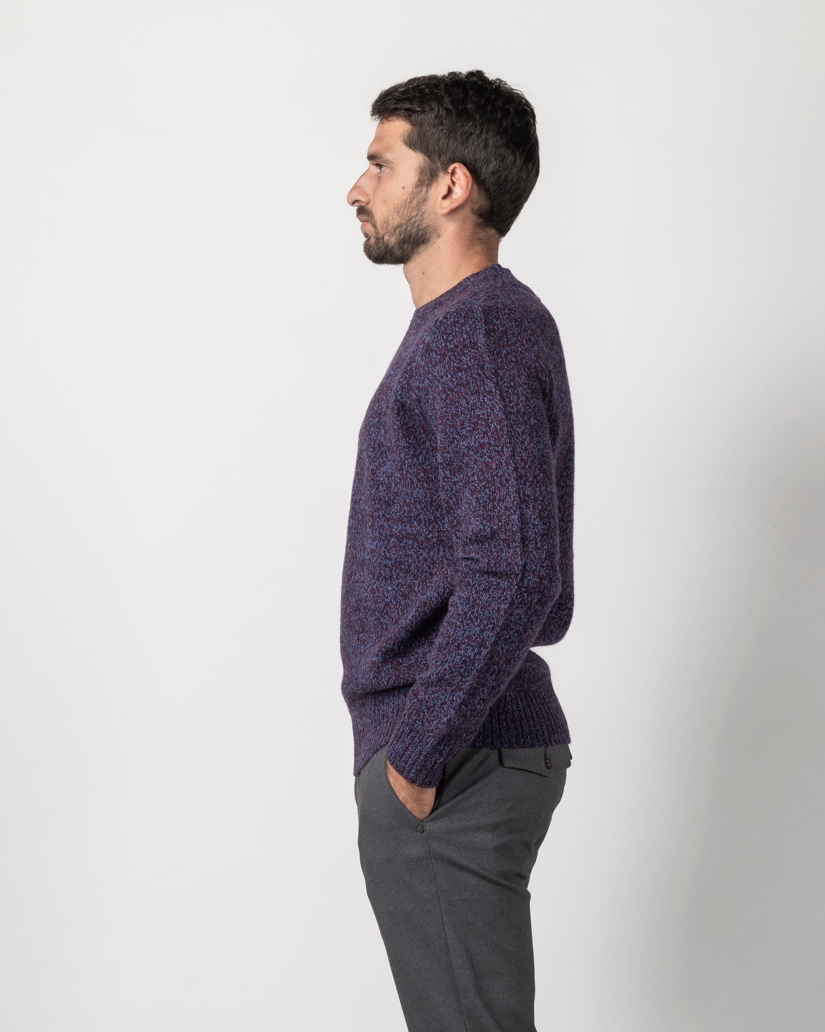 PULLOVER GIROCOLLO IN MOULINE'