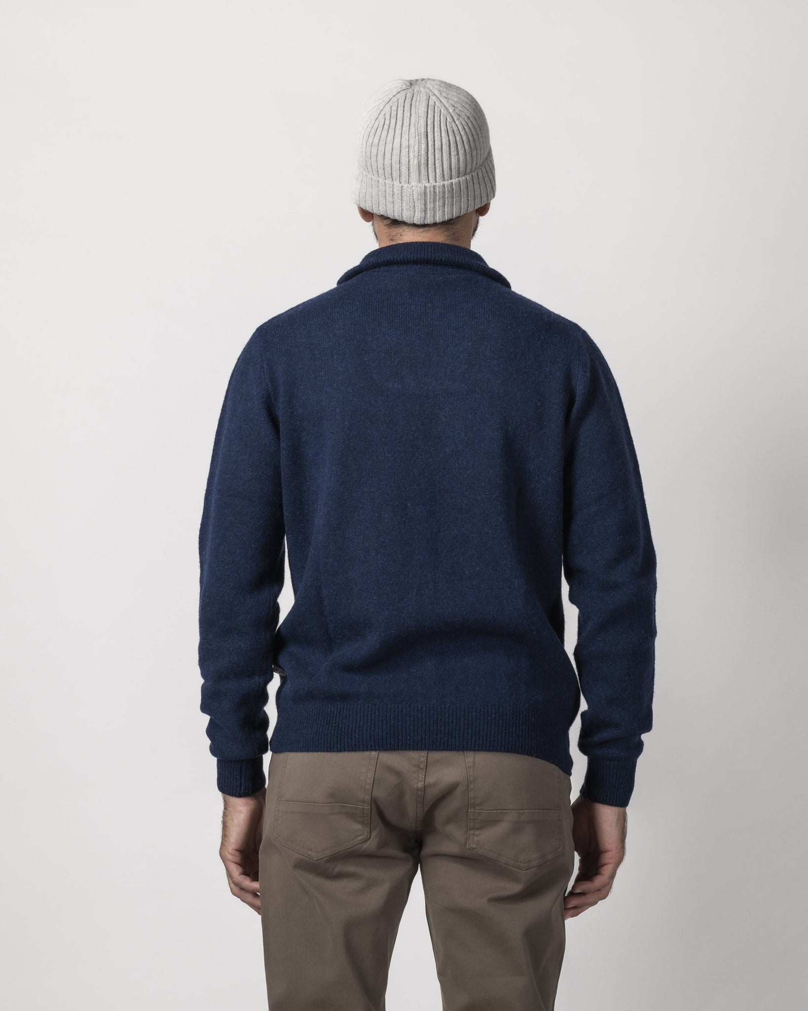 WOOL MIXED HALF ZIP HIGH NECK PULLOVER 