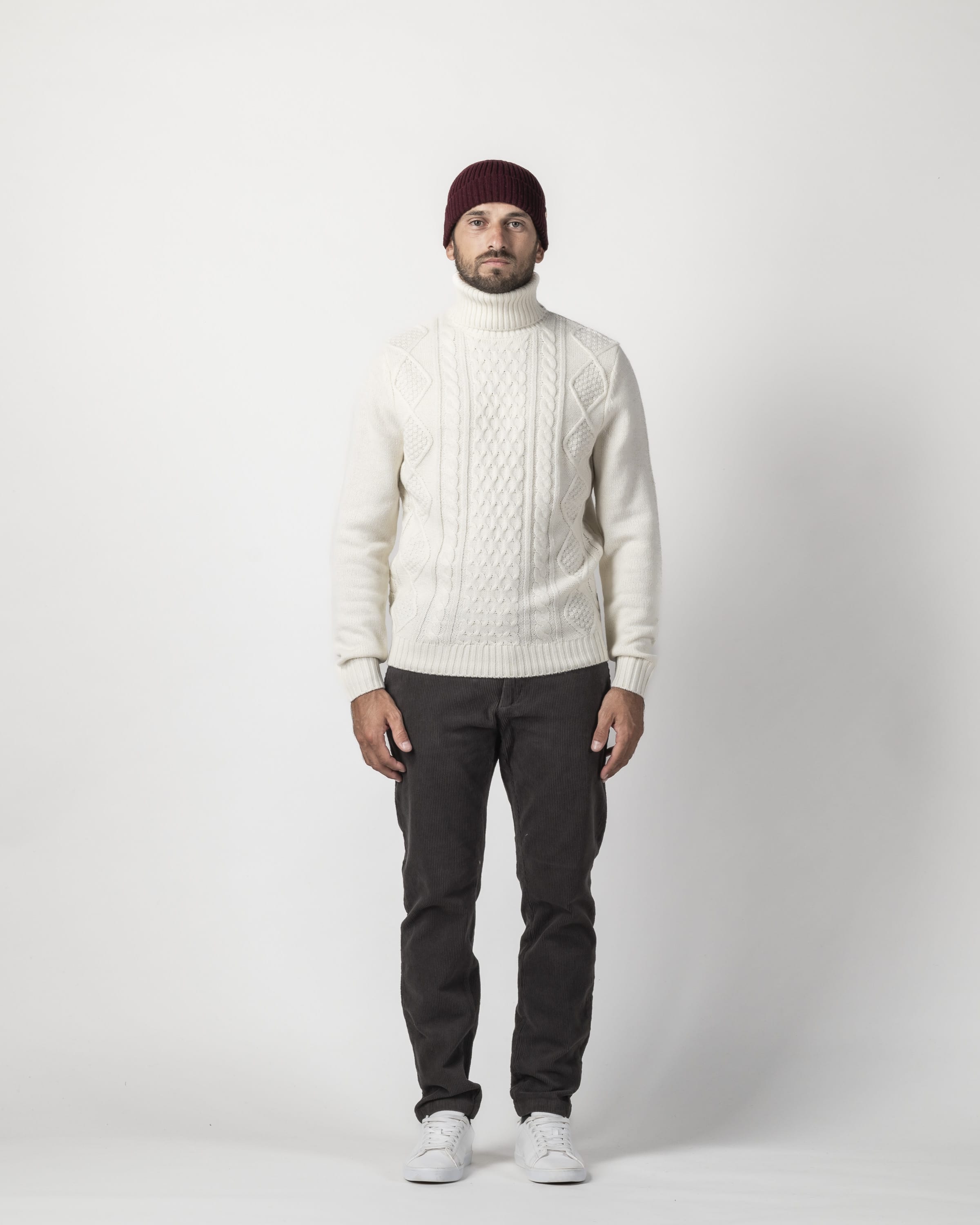HIGH NECK PULLOVER WITH BRAIDS FRONT