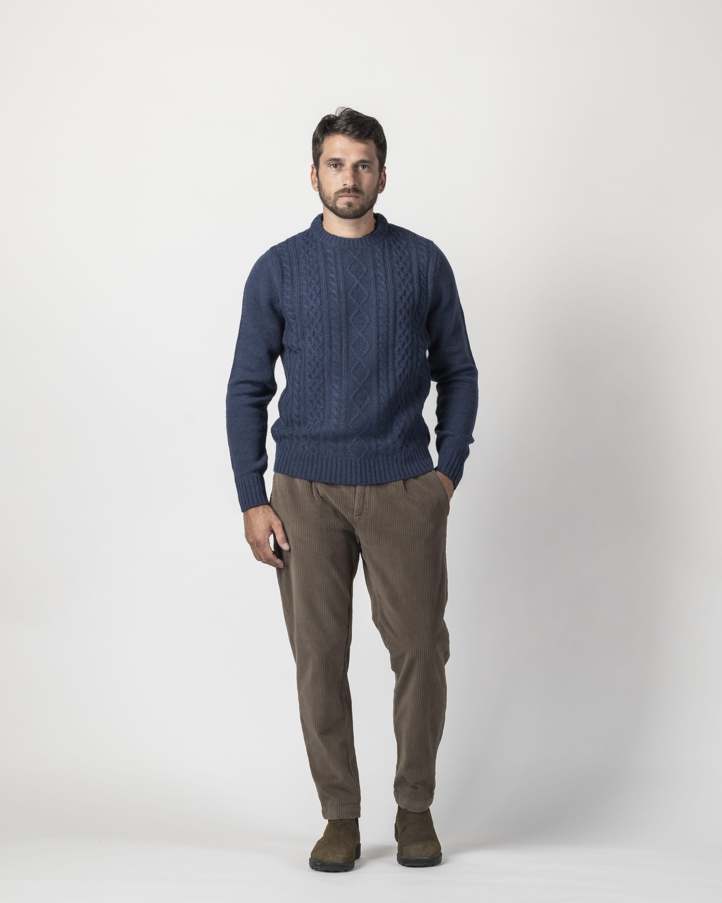 PULLOVER TRECCIA SOLO FRONTE MISTO LANA