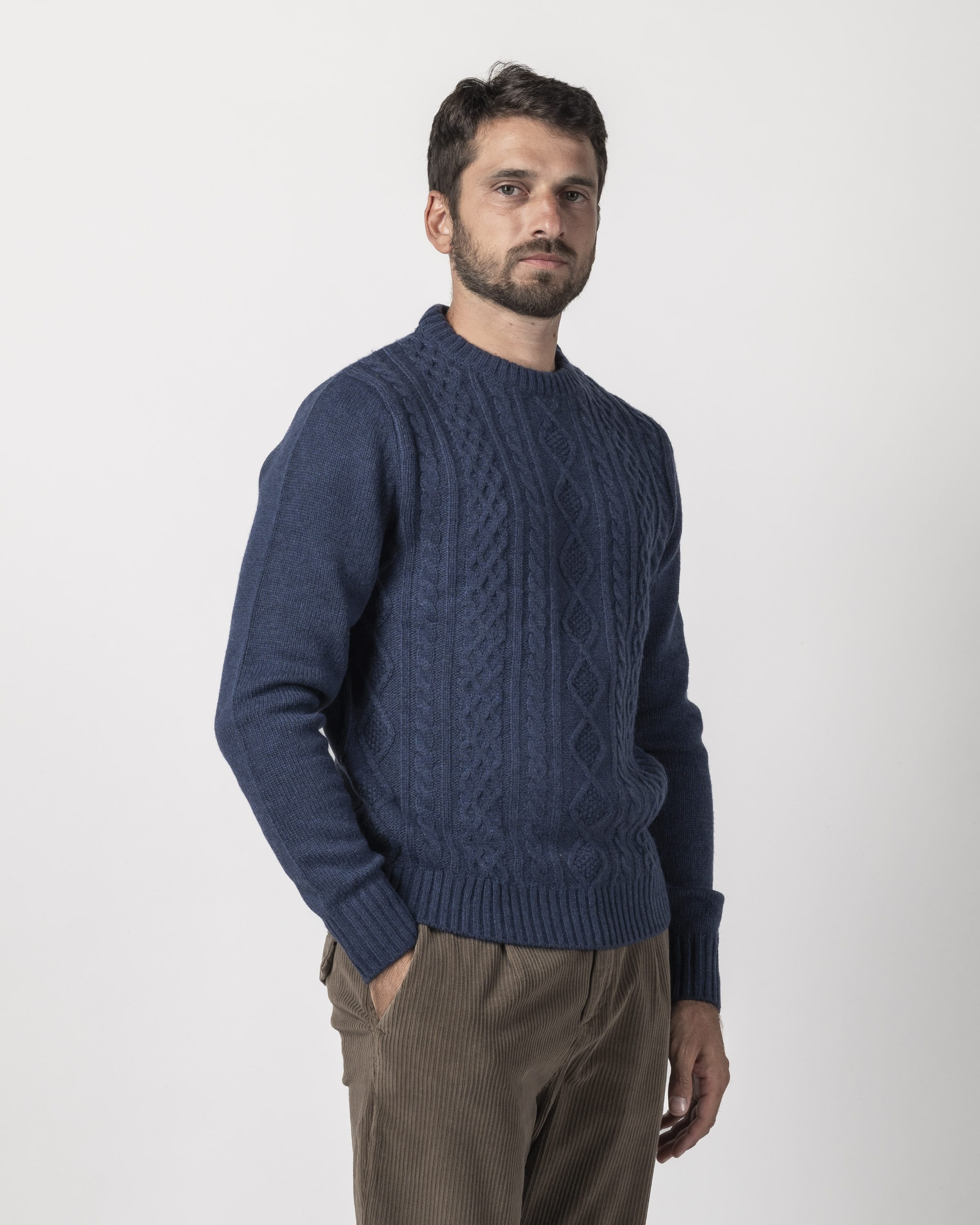 PULLOVER TRECCIA SOLO FRONTE MISTO LANA