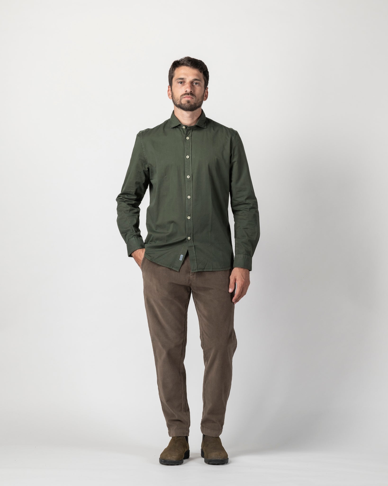 CHINO LONG CROPPED VELLUTTO A COSTE