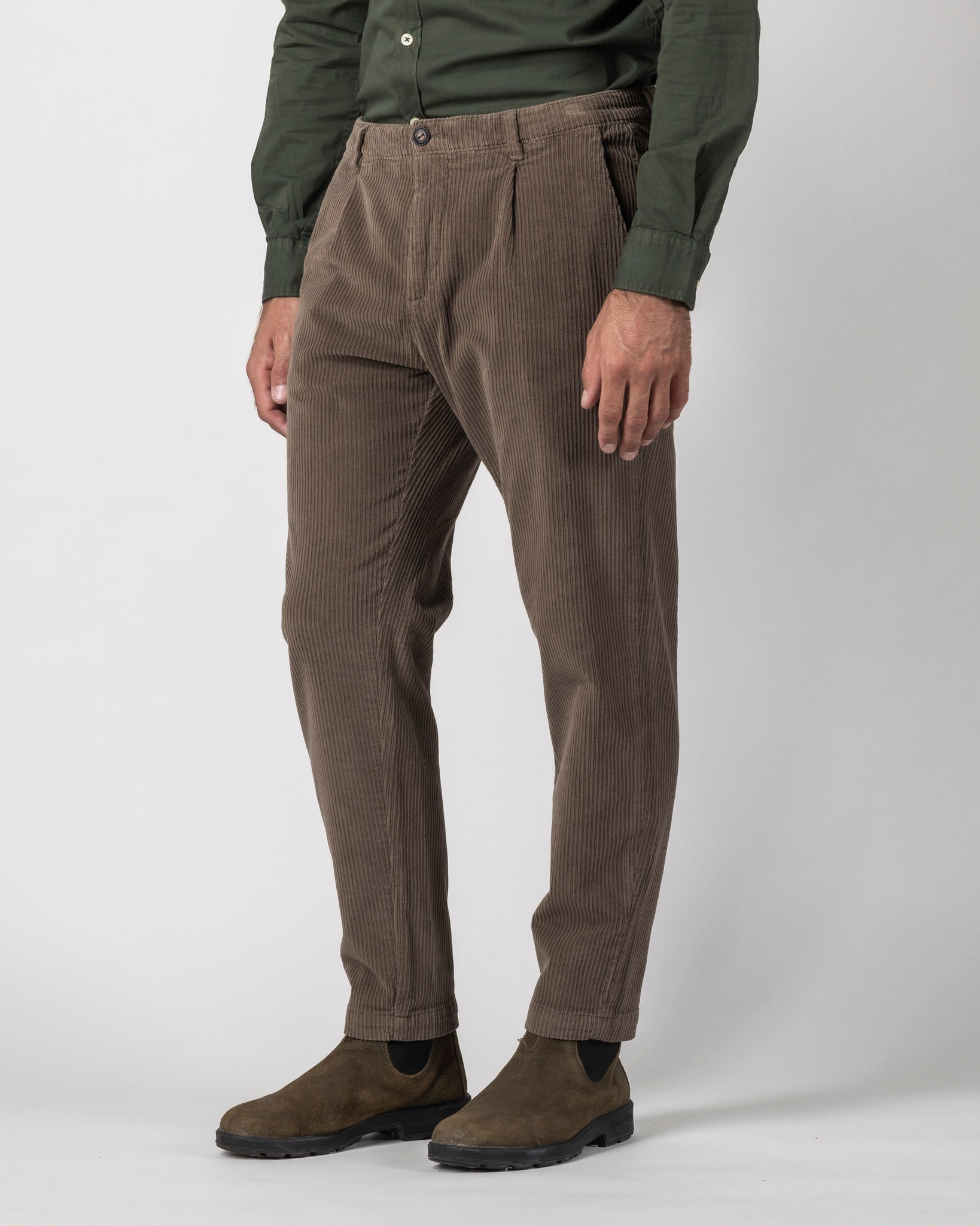 CHINO LONG CROPPED VELLUTTO A COSTE