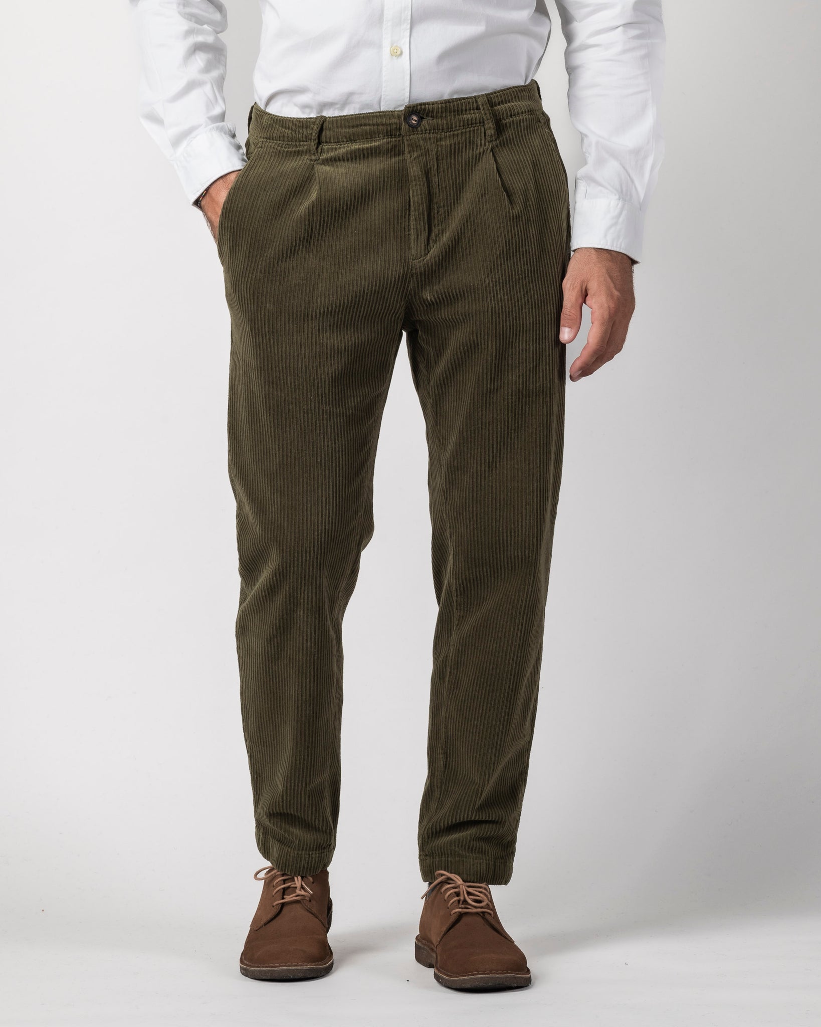 CHINO LONG CROPPED VELLUTTO A COSTE