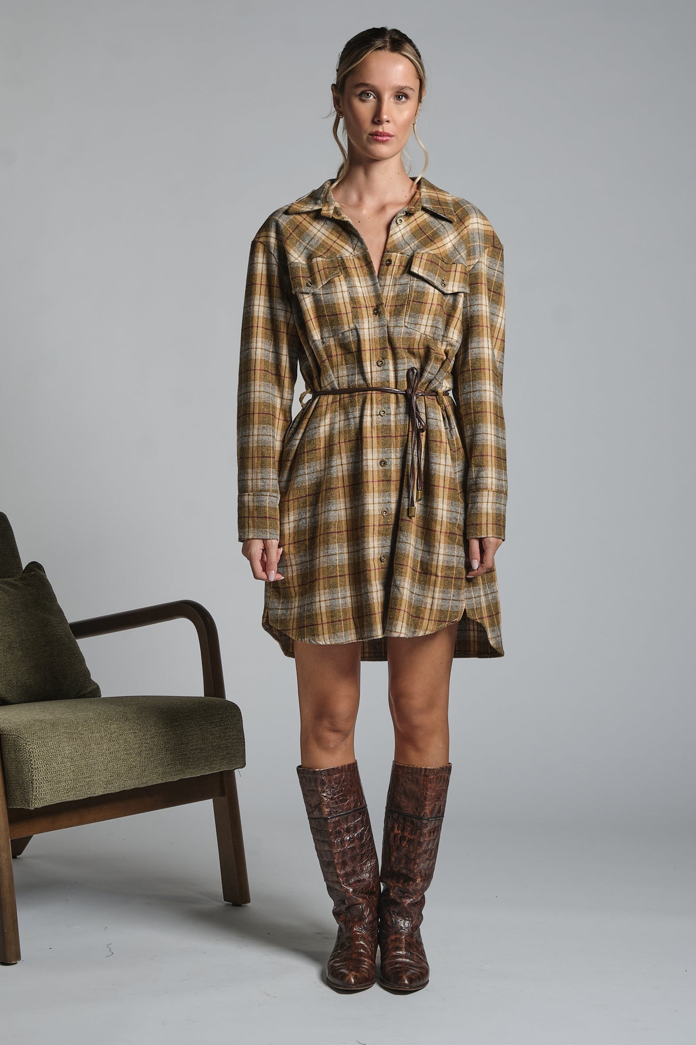 AMIRA DRESS SHIRT NECK IN MISXED MODAL