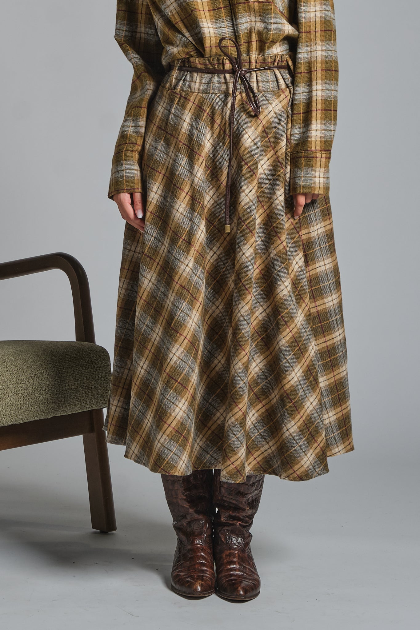 ZELIE LONG SKIRT IN MIXED COTTON