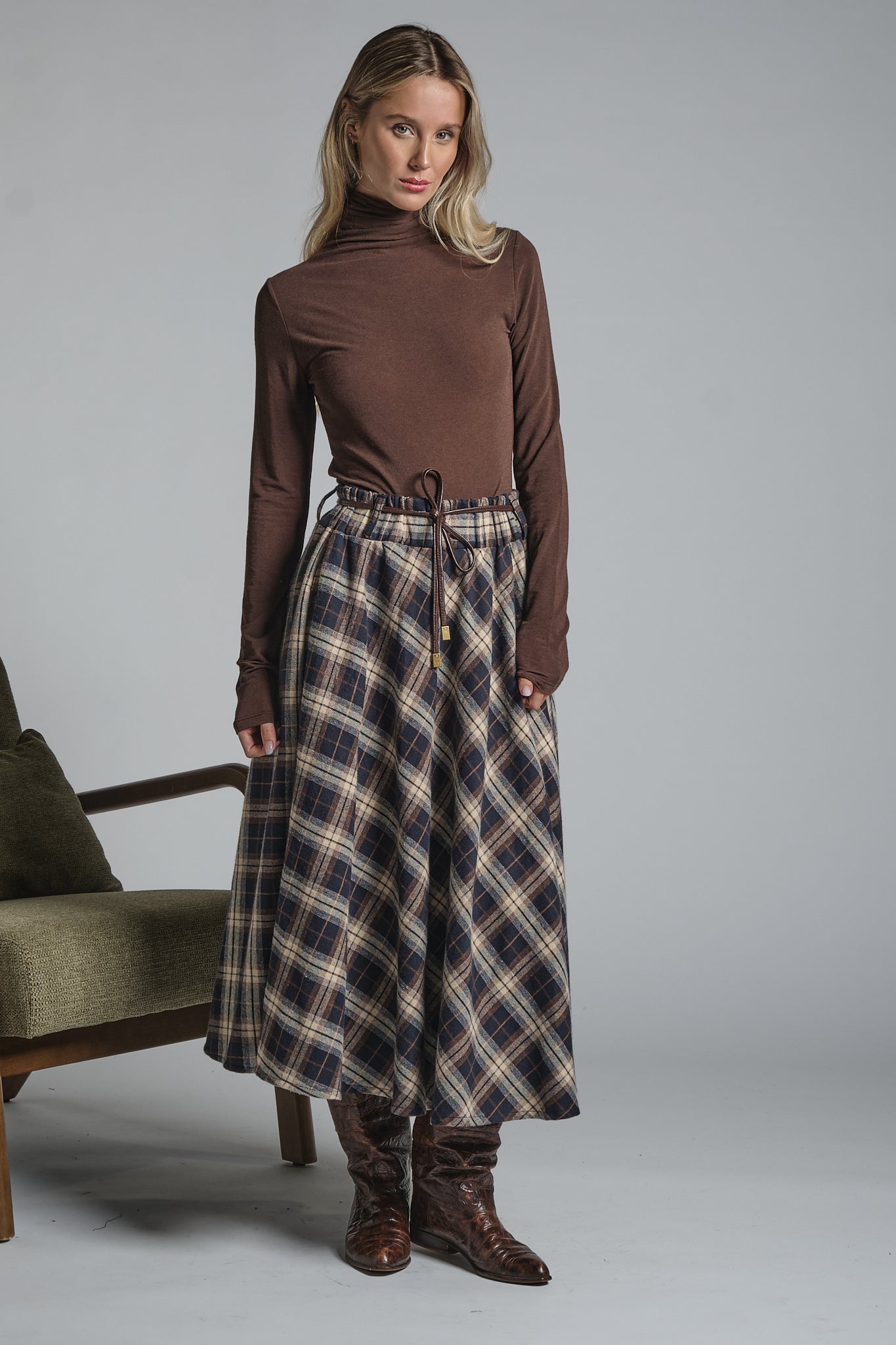 ZELIE LONG SKIRT IN MIXED COTTON