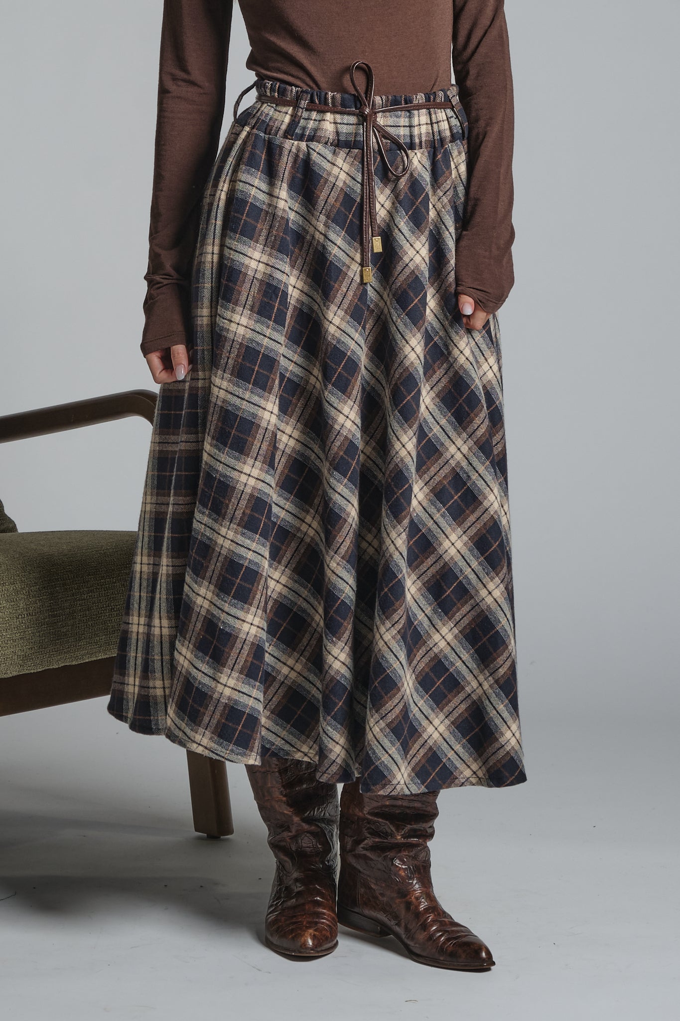 ZELIE LONG SKIRT IN MIXED COTTON