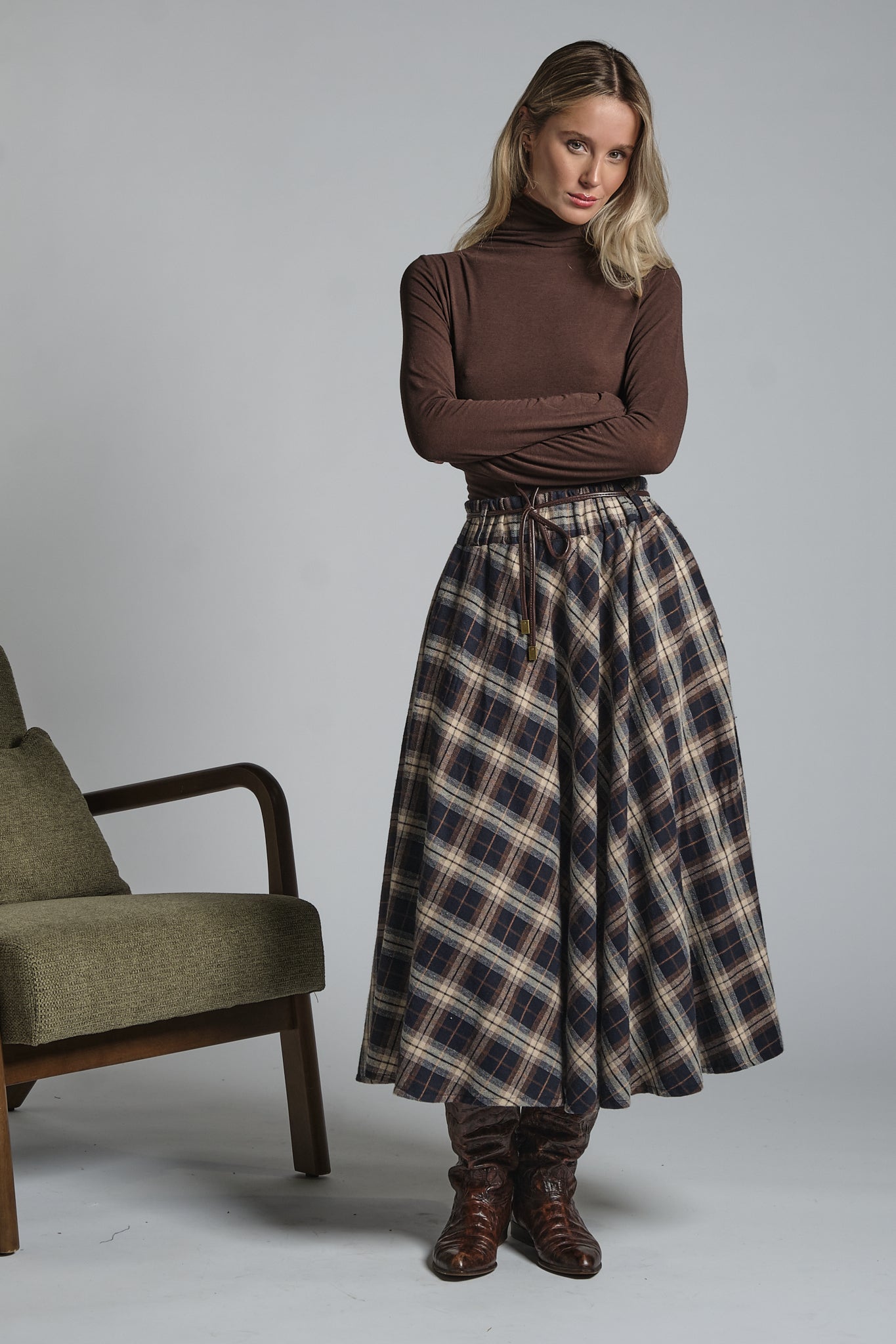 ZELIE LONG SKIRT IN MIXED COTTON