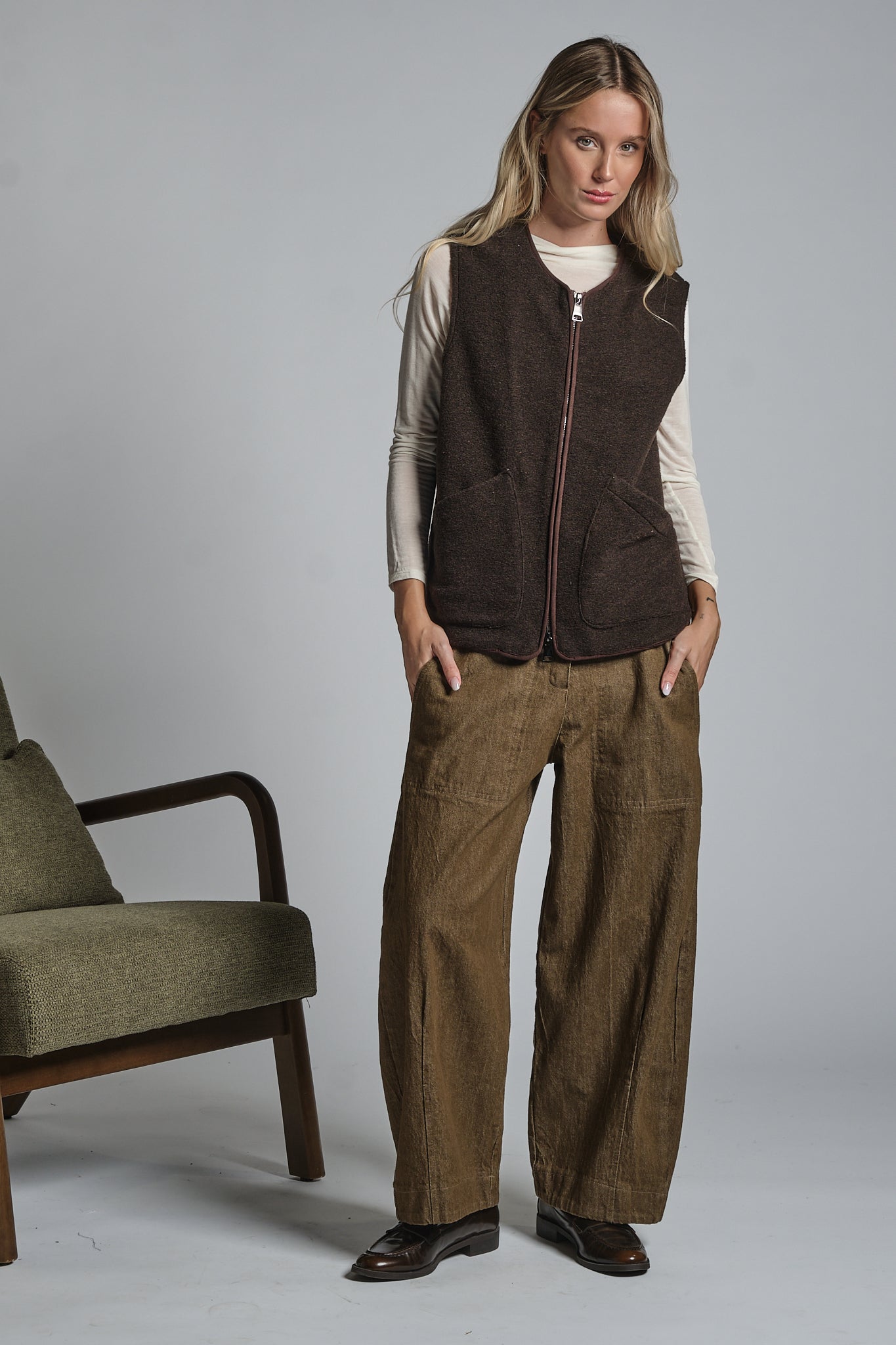 ARIANE GILET IN BOILED WOOL