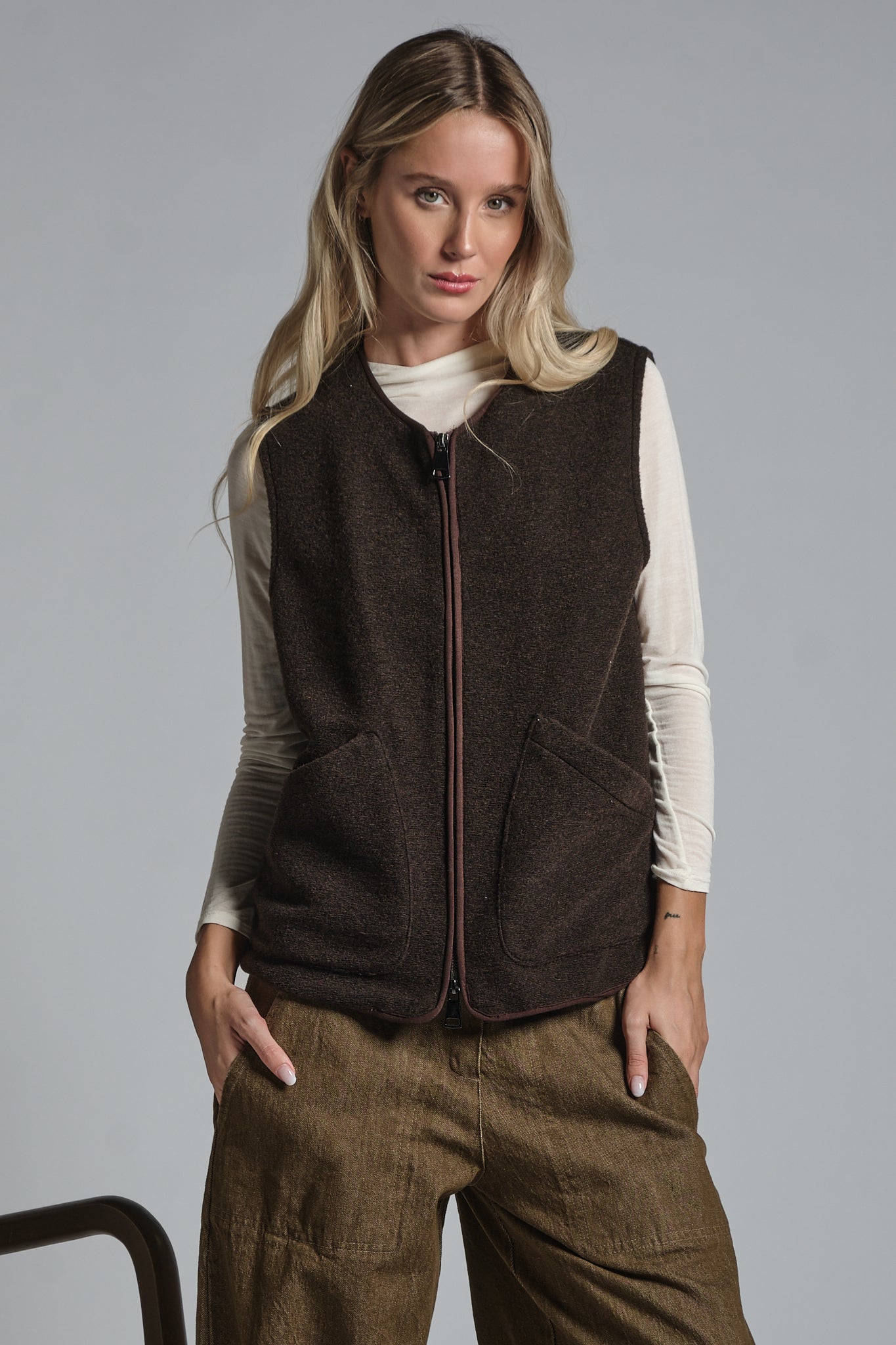 ARIANE GILET IN BOILED WOOL