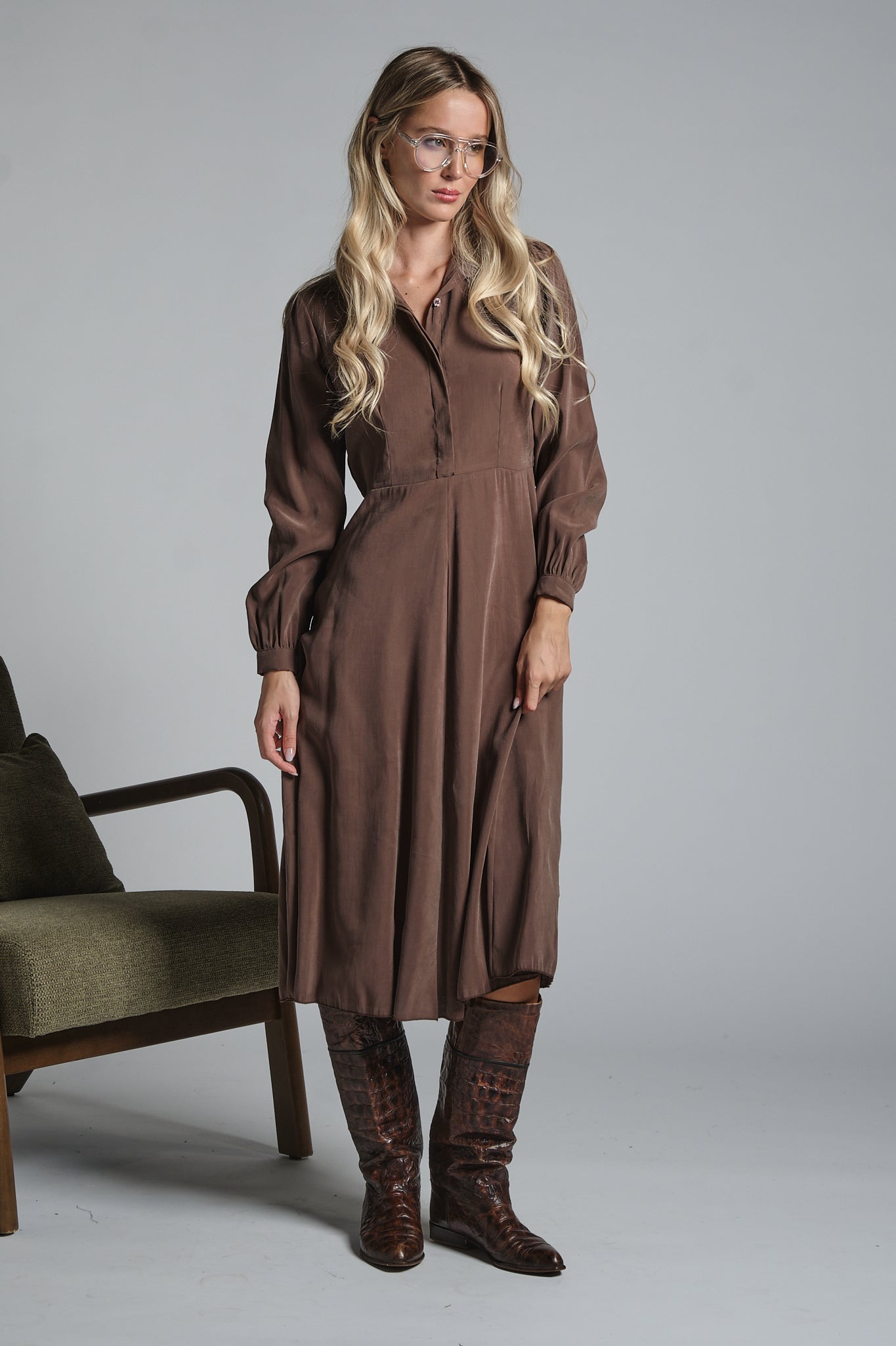 AMIRA DRESS SHIRT NECK IN MISXED MODAL