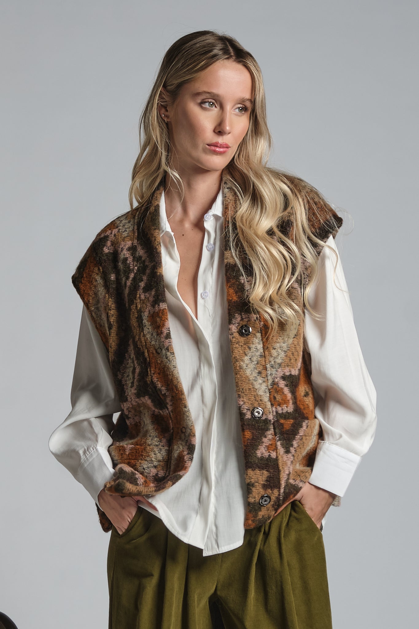 IVETTE GILET MIXED VIRGIN WOOL