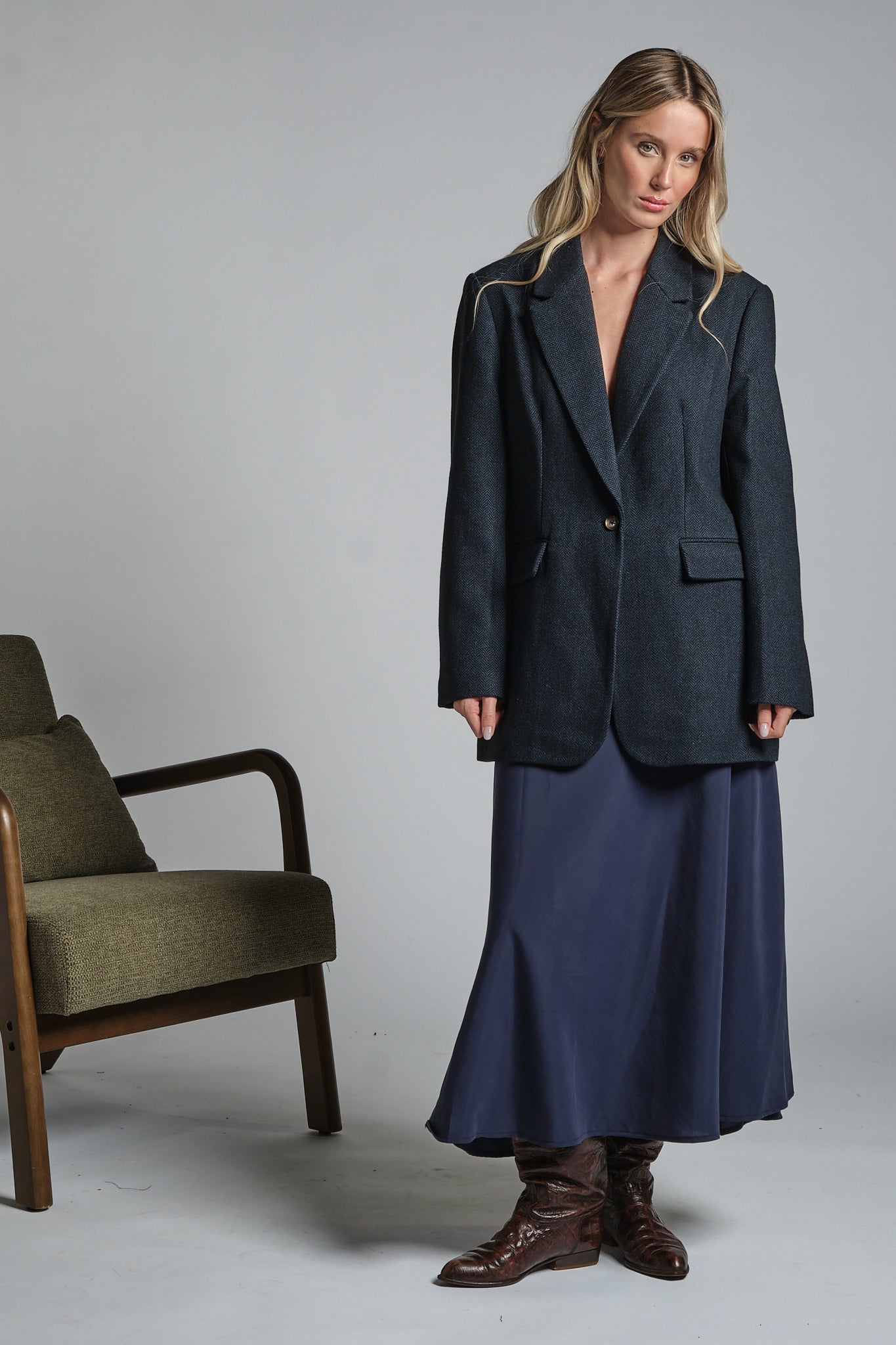 JULIA BLAZER 1 BUTTON IN MIXED WOOL