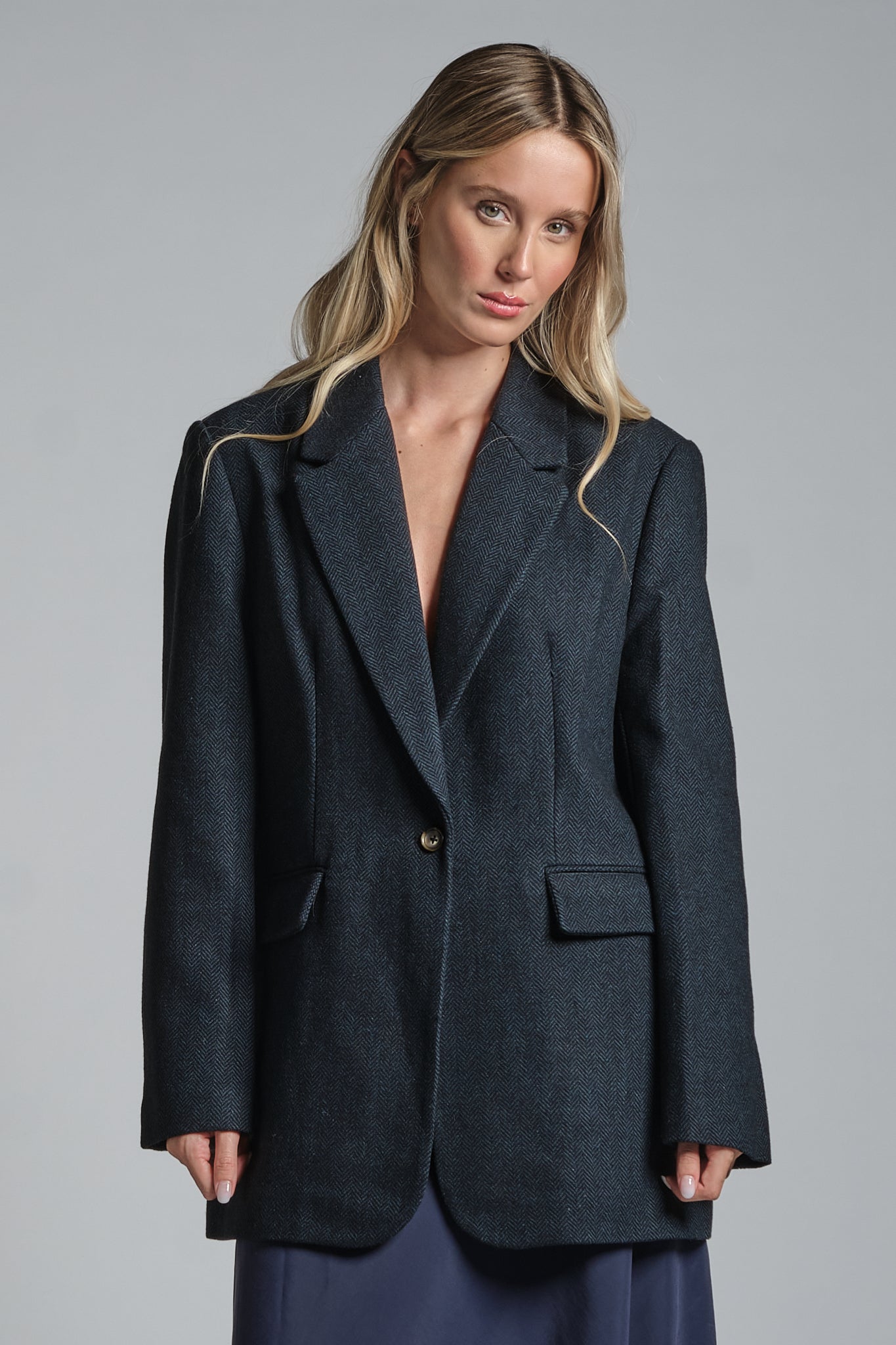 JULIA BLAZER 1 BUTTON IN MIXED WOOL