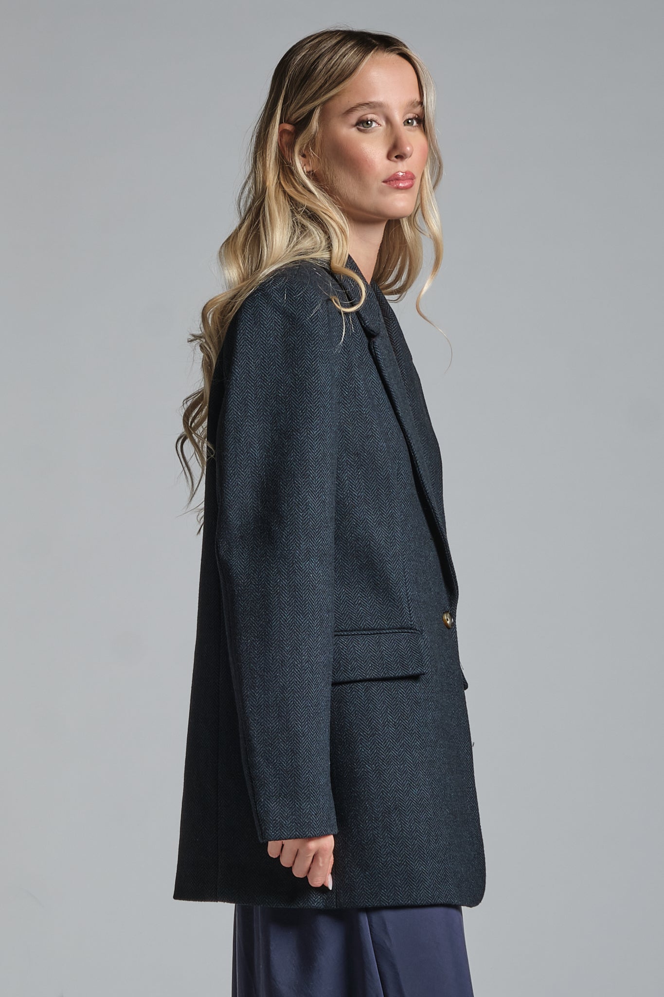 JULIA BLAZER 1 BUTTON IN MIXED WOOL