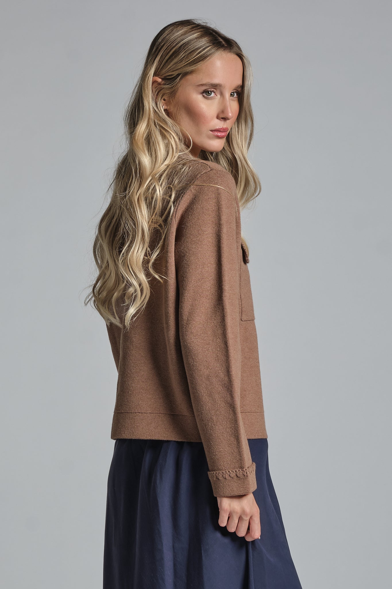 GALET SHIRT CARDIGAN IN MIXED WOOL