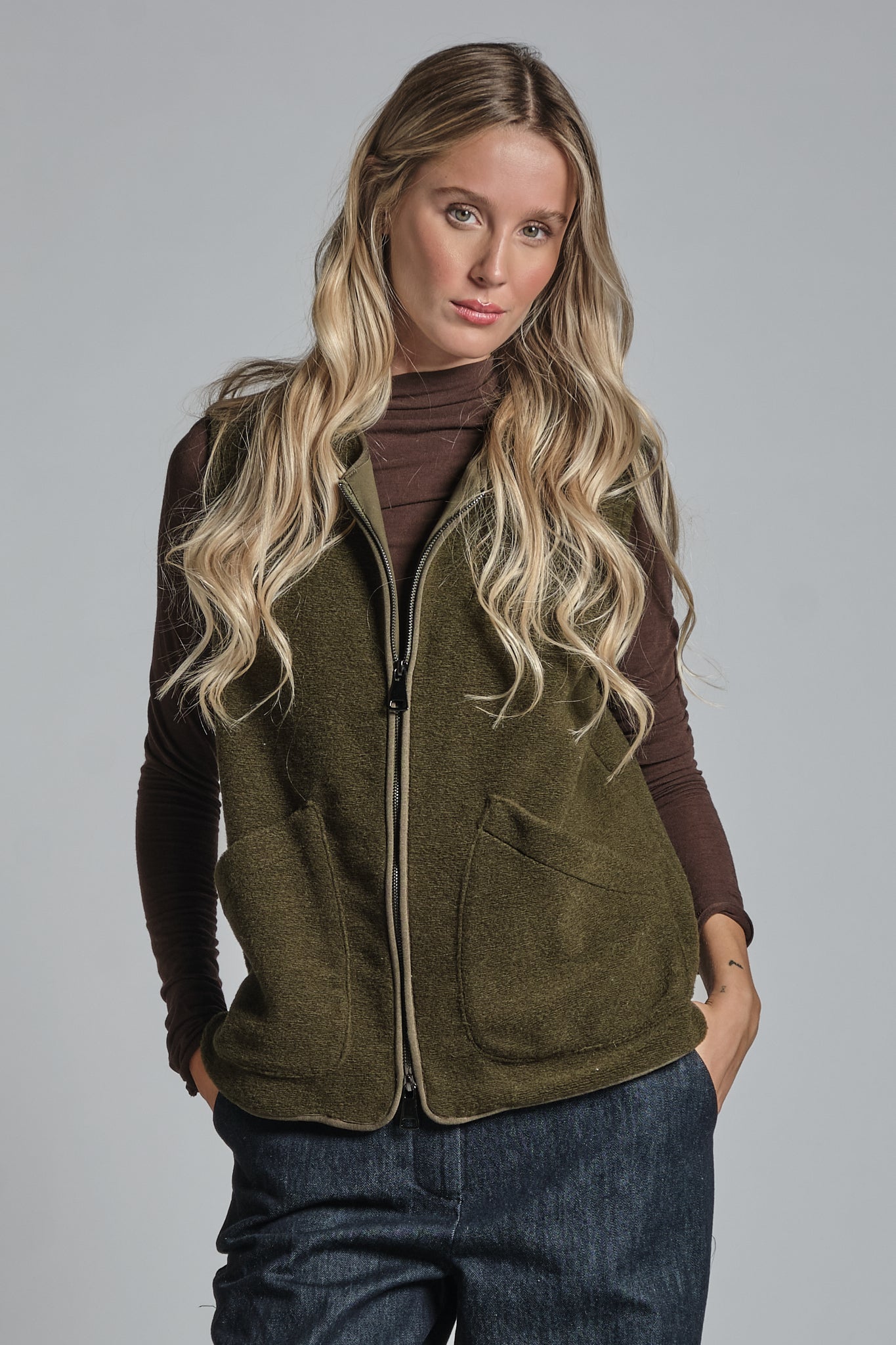 ARIANE GILET IN BOILED WOOL