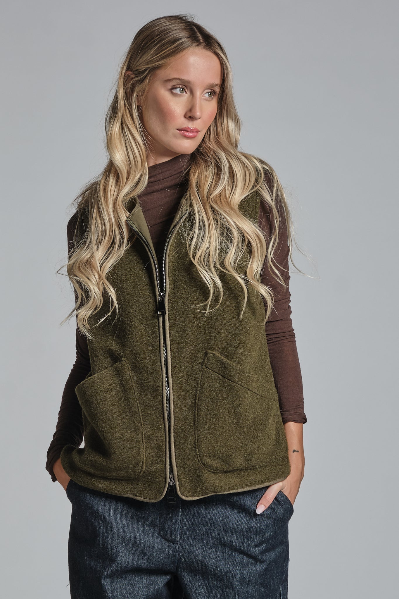 ARIANE GILET IN BOILED WOOL