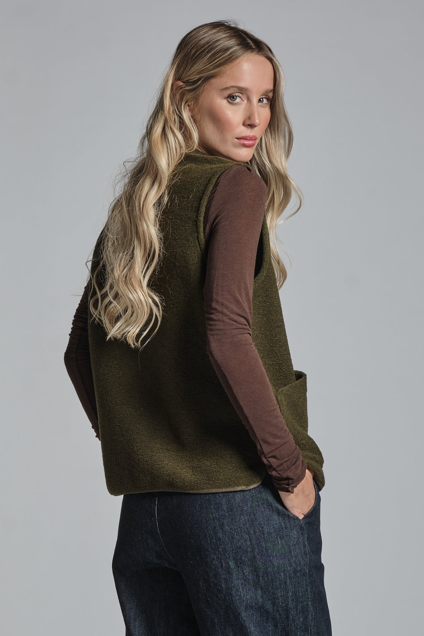 ARIANE GILET IN BOILED WOOL