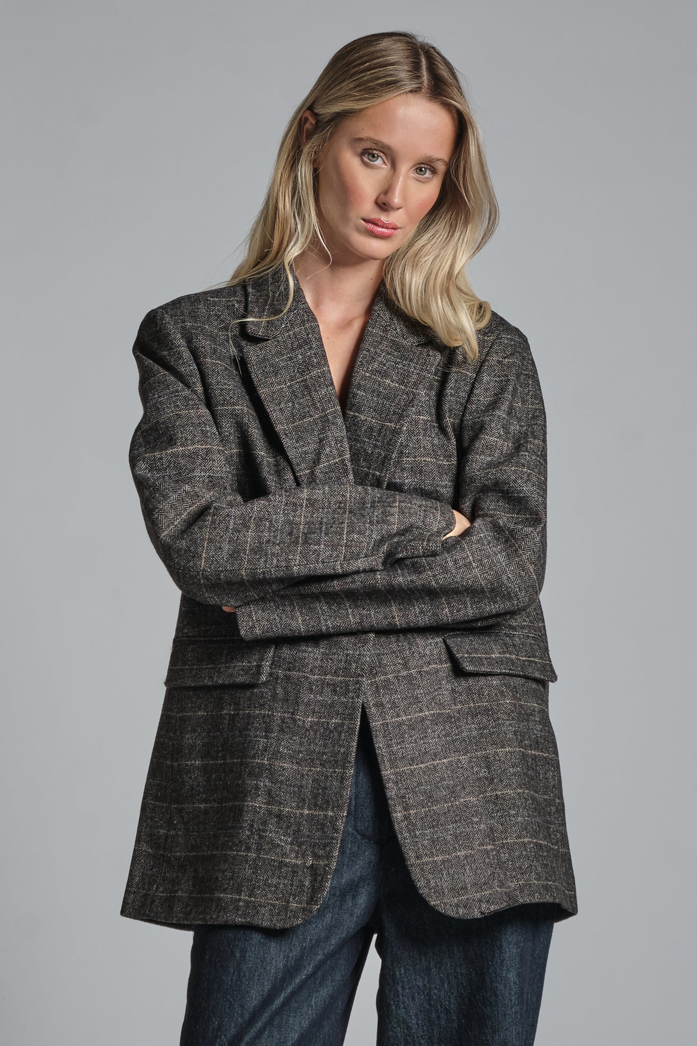 JULIA BLAZER 1 BUTTON IN MIXED WOOL