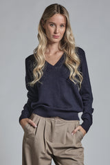 SILVY V NECK IN WOOL MERCERIZED