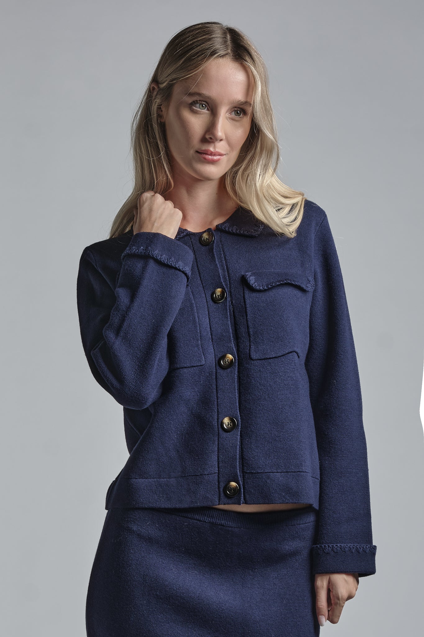 GALET SHIRT CARDIGAN IN MIXED WOOL