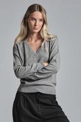 SILVY V NECK IN WOOL MERCERIZED