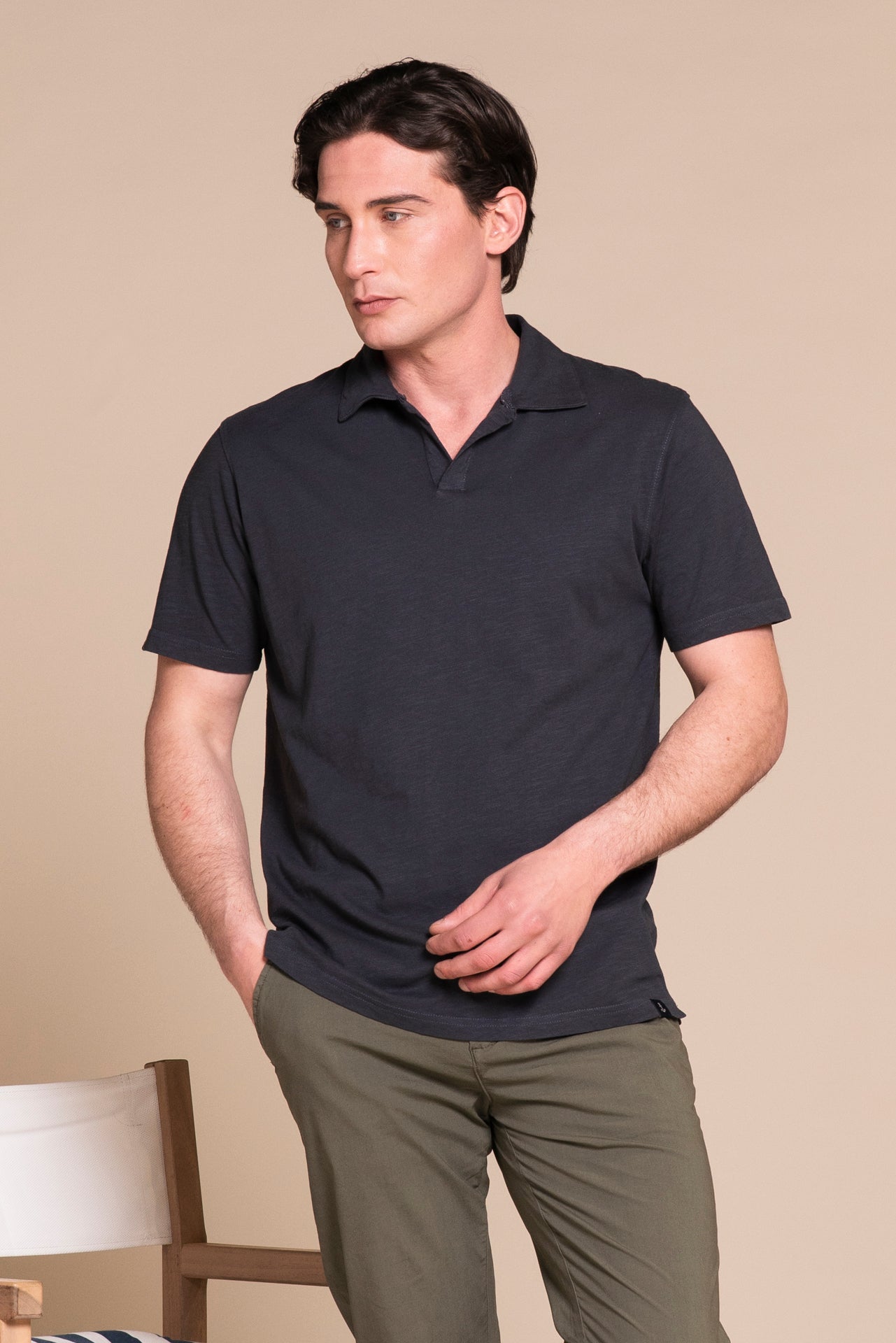 JAMIE POLO SKIPPER IN JERSEY SLUB