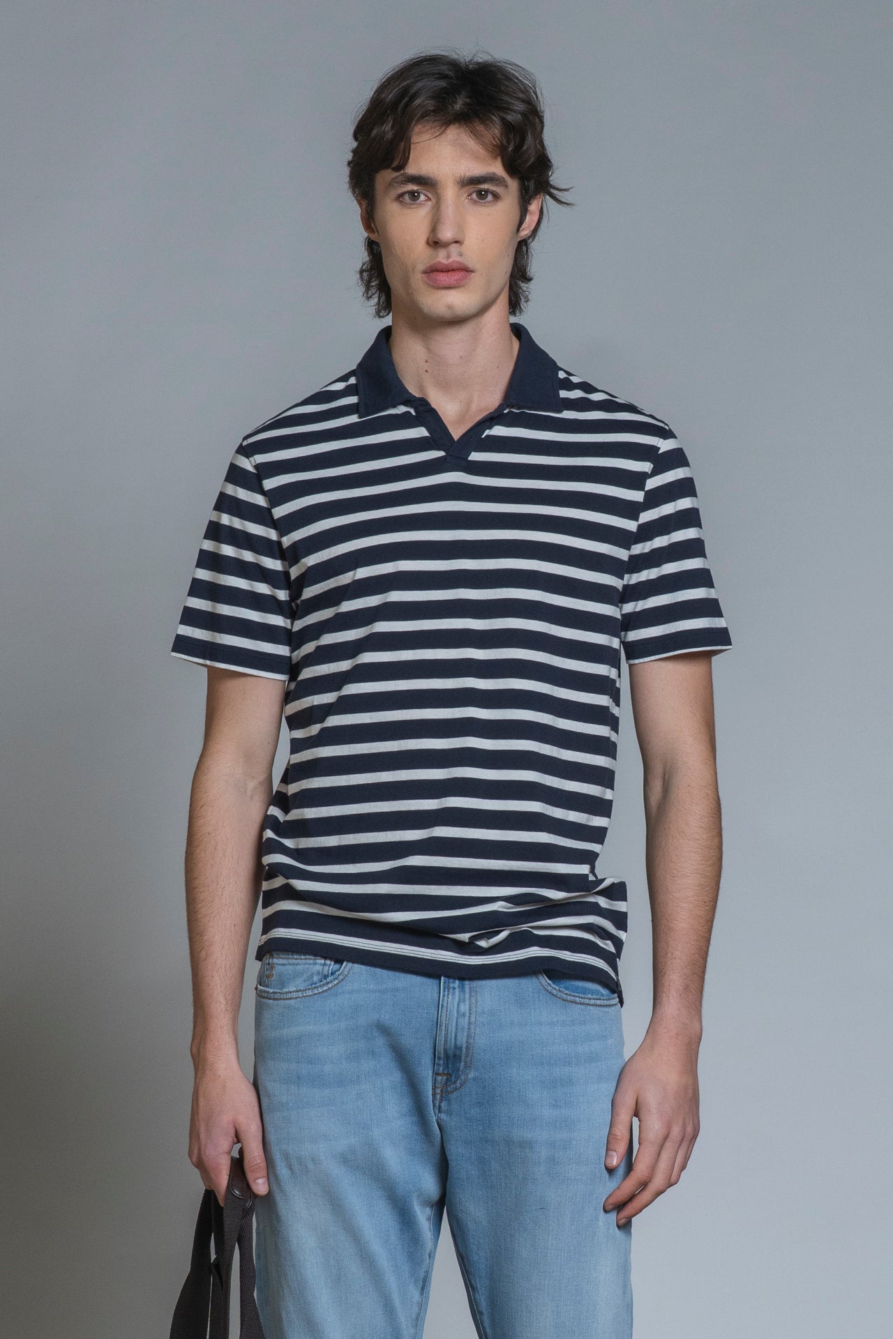 JAMIE SKIPPER POLO IN JERSEY STRIPE