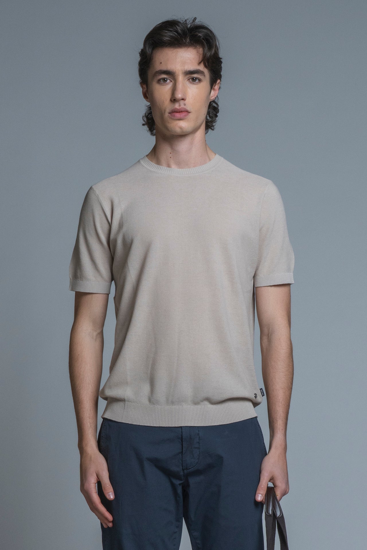 JARED SWEATER ROUND NECK COTTON RICE