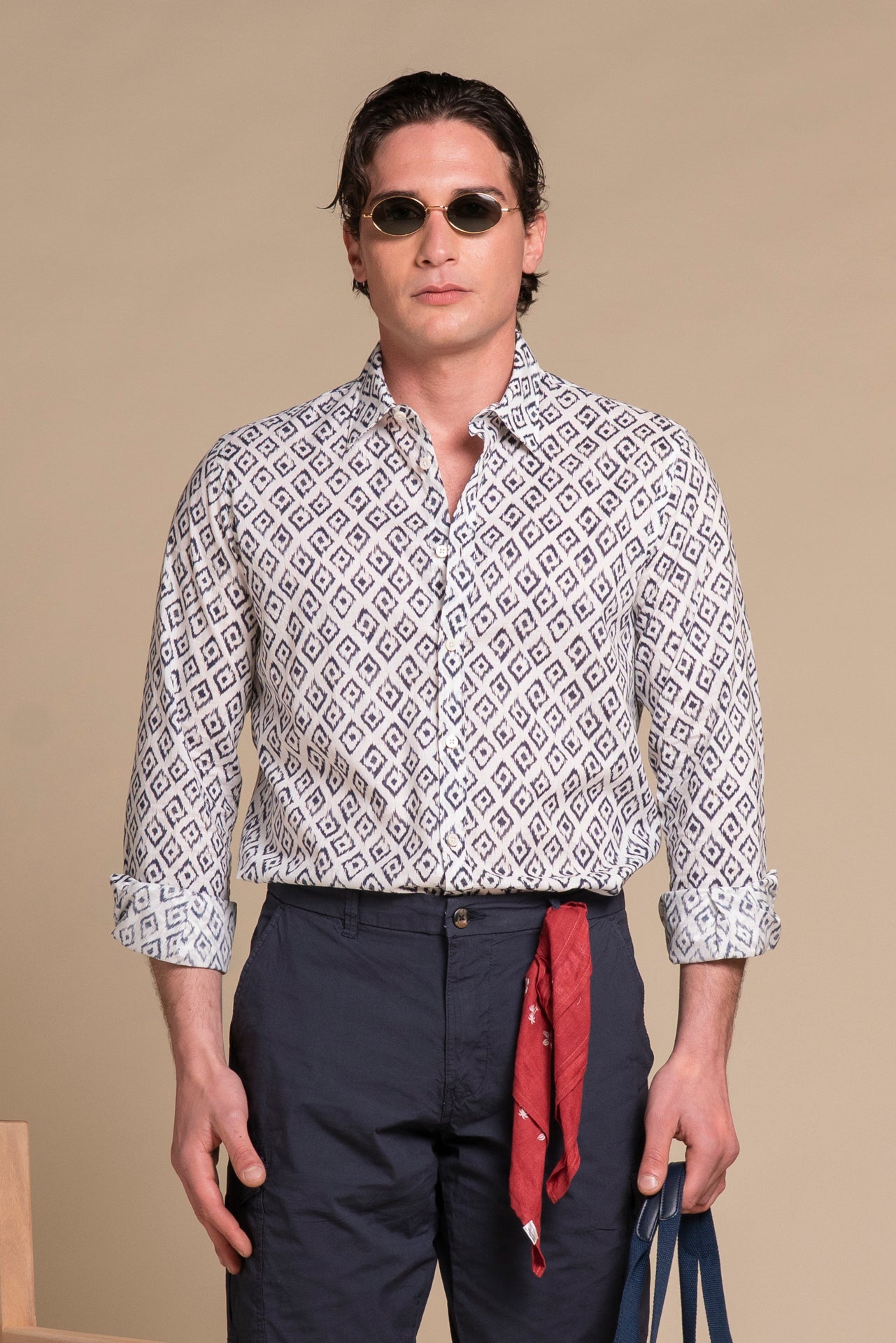 LUIS ITALIAN COLLAR IN COTTON SLUB