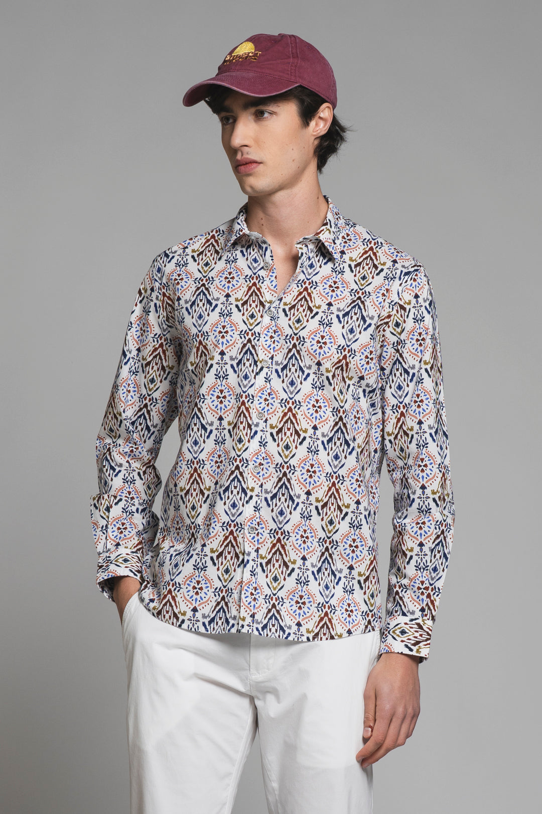 LARS KOREAN SHIRT IN SEERSUCKER