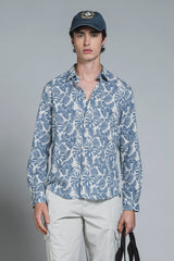 LUIS SHIRT ITALIAN COLLAR MIXED LINEN